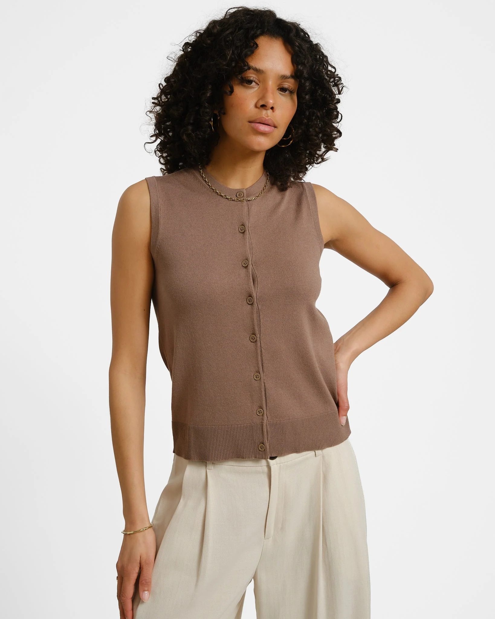 Ophelia Cardigan Vest Knit Brown