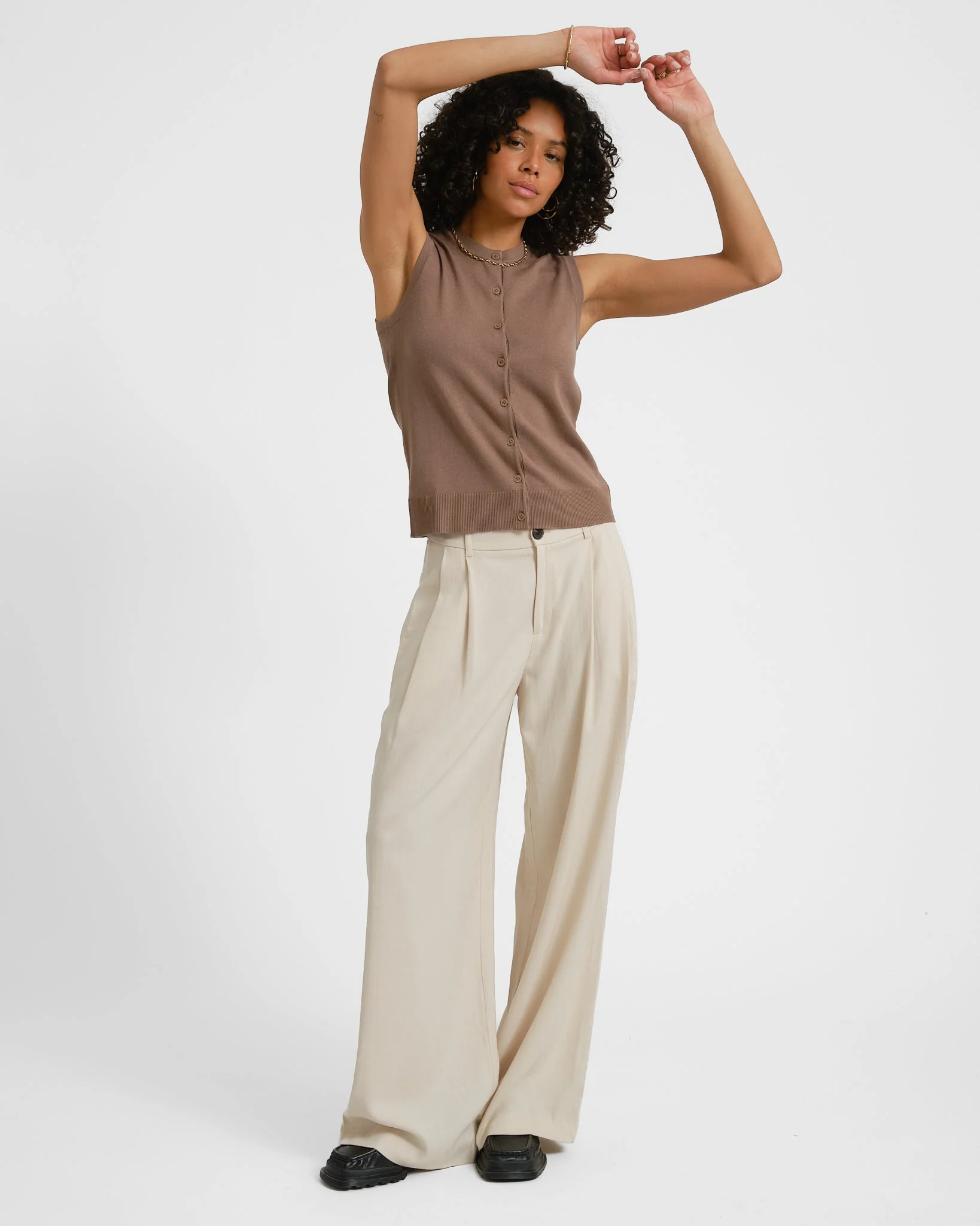 Ophelia Cardigan Vest Knit Brown - Image 2