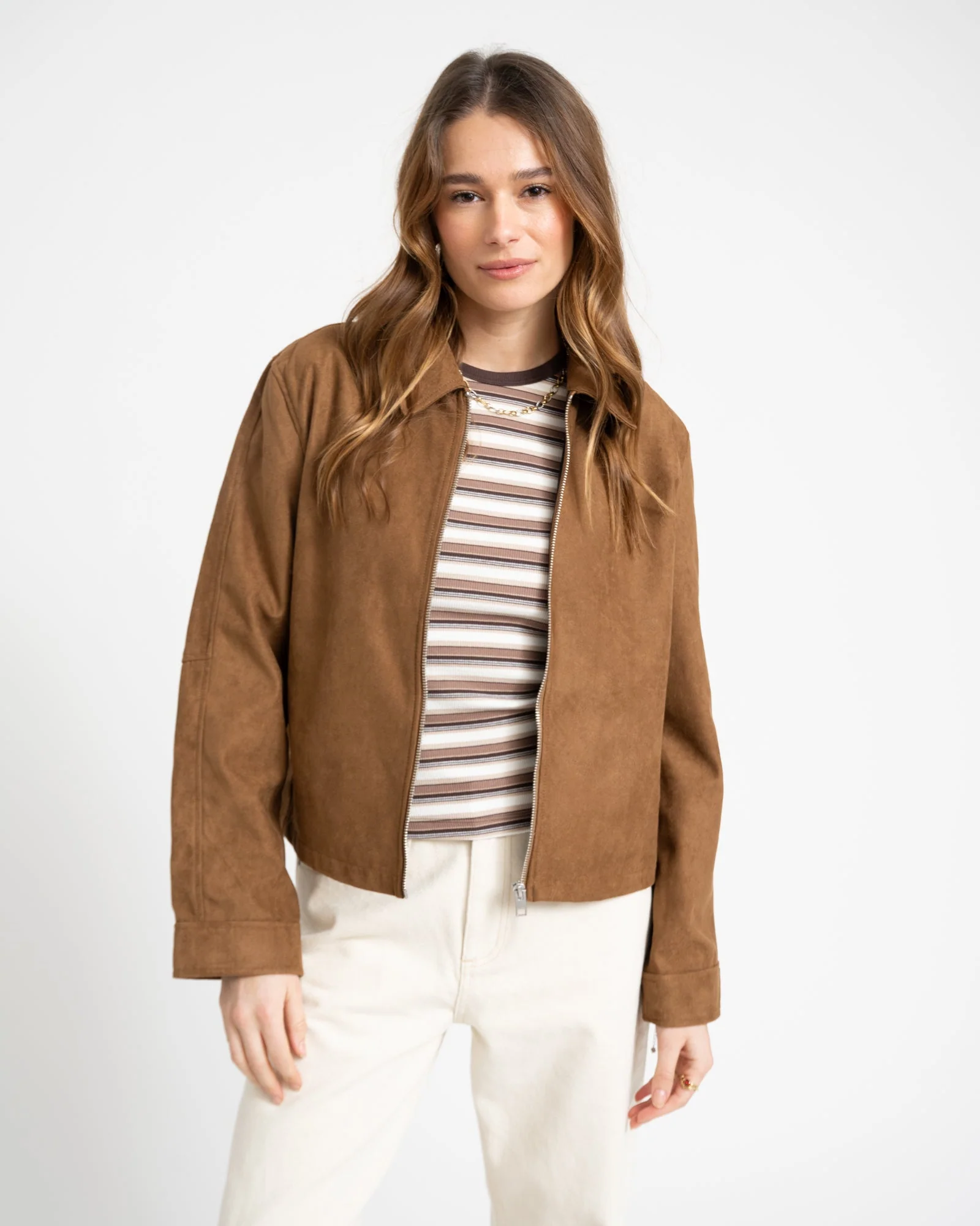 Rhea Brushed Jacket Brown - Image 3