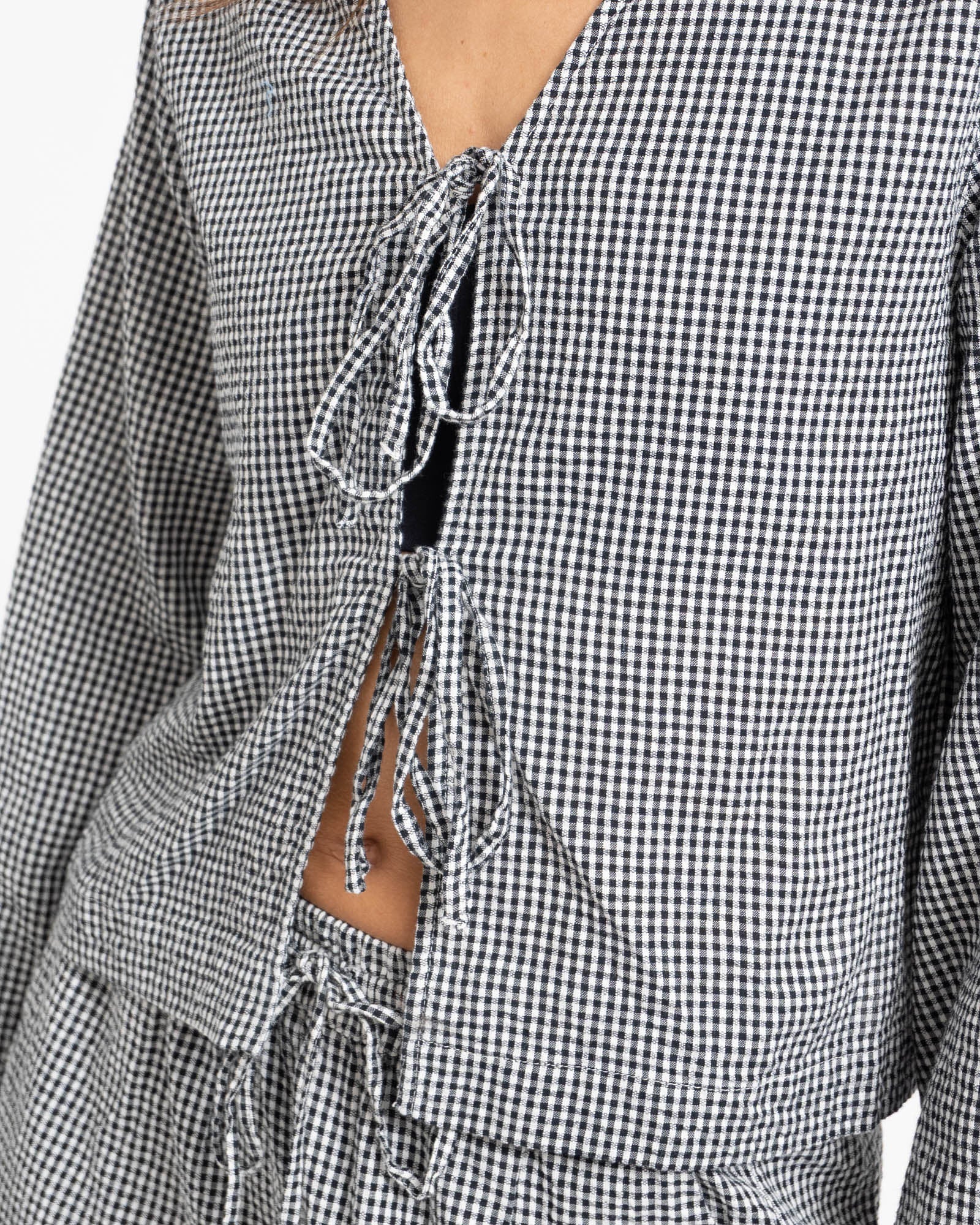 Zoe Seersucker Tie Shirt Black - Image 8