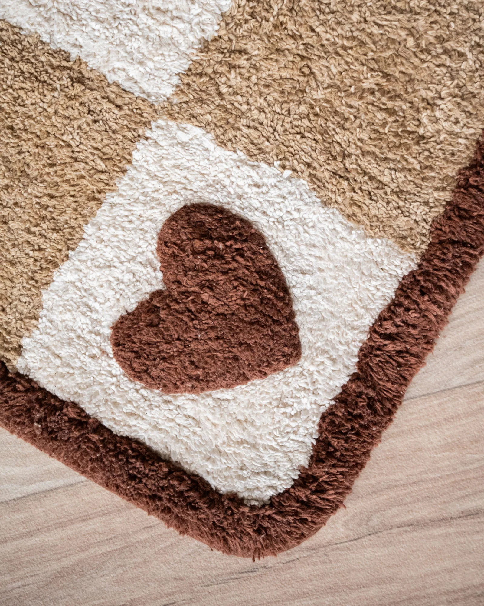 Bath Mat Checker Hearts Brown - Image 5