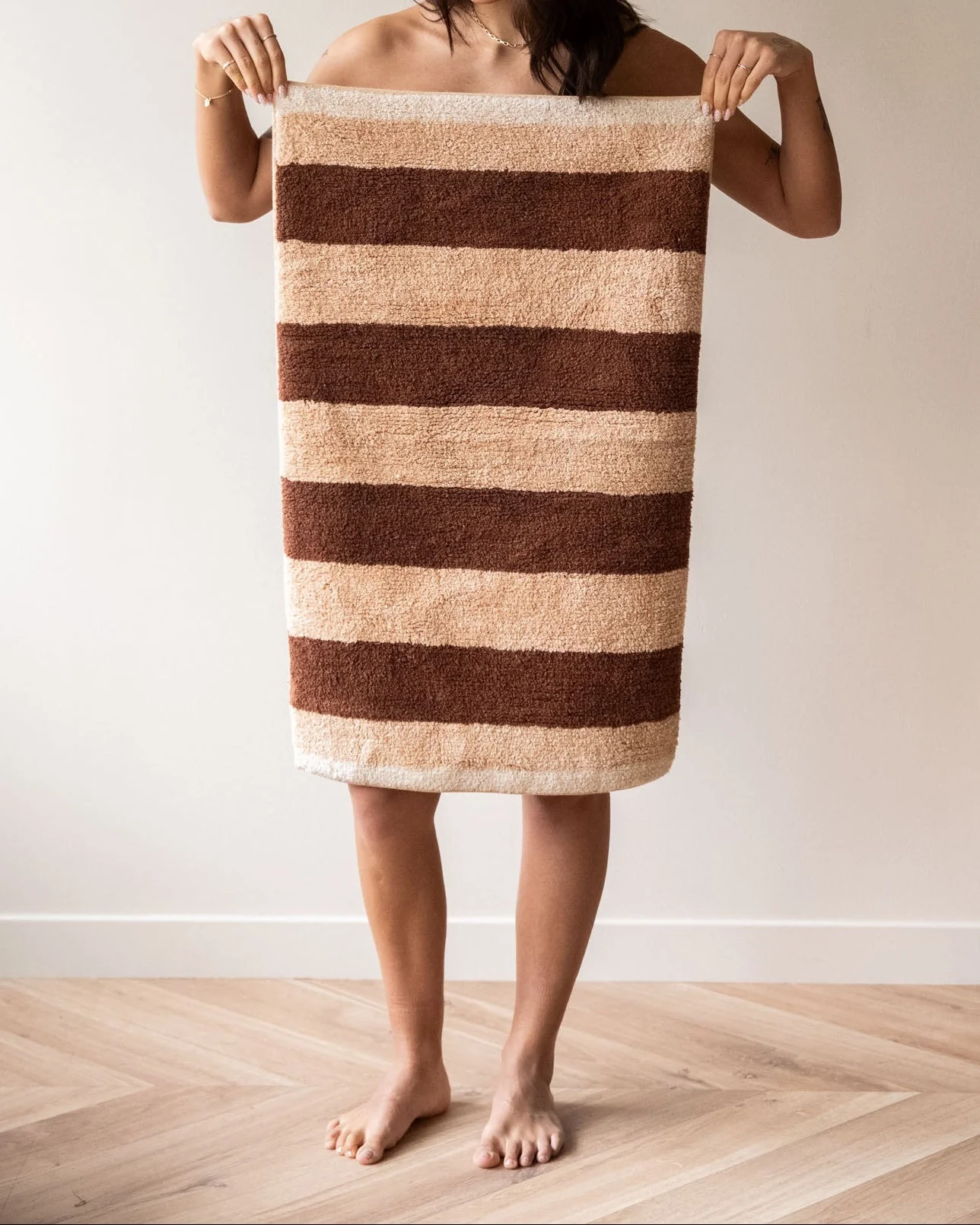 Badmat Stripe Brown Pink - Image 3
