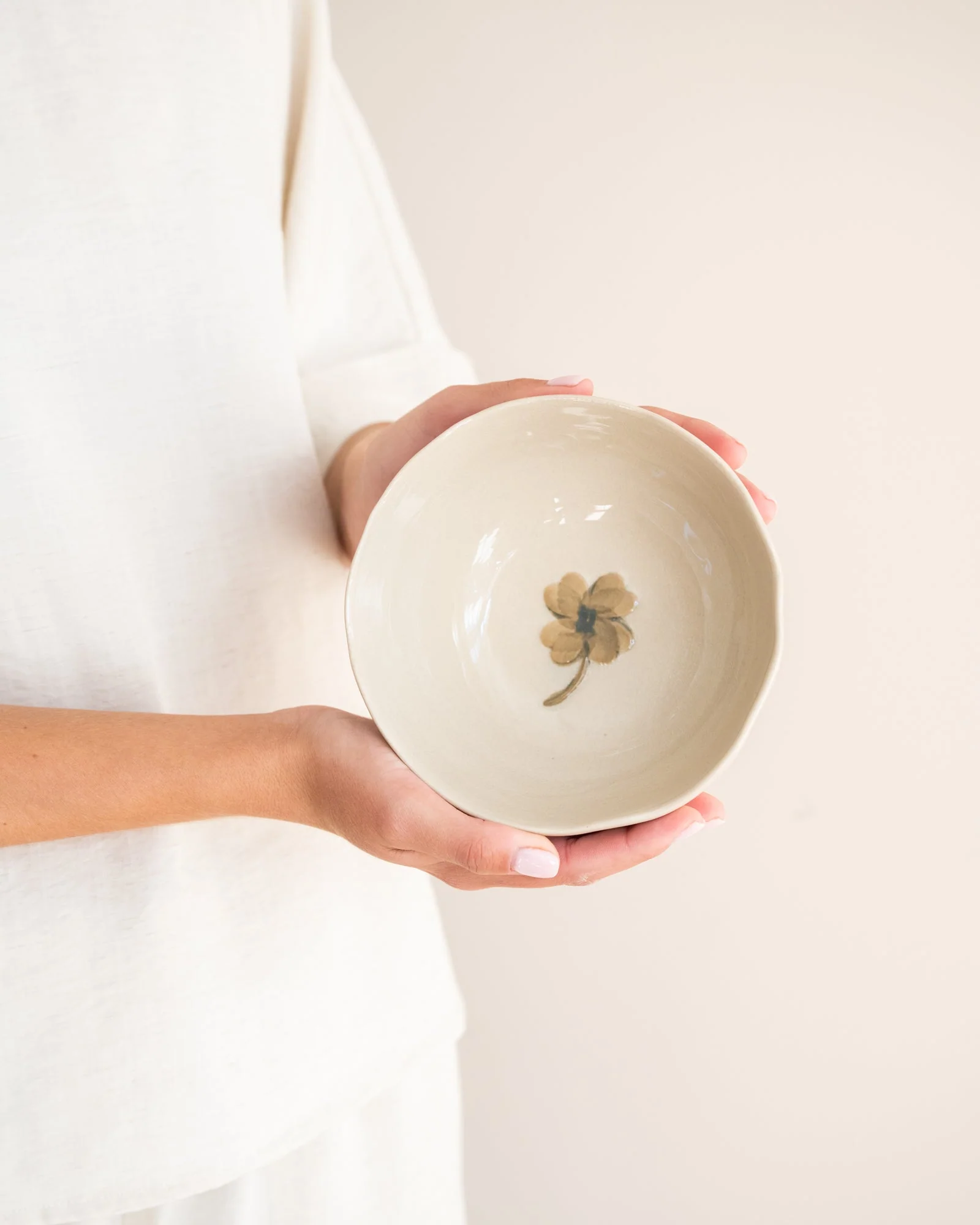 Handmade Bowl Lucky Clover Ceramic - Image 3