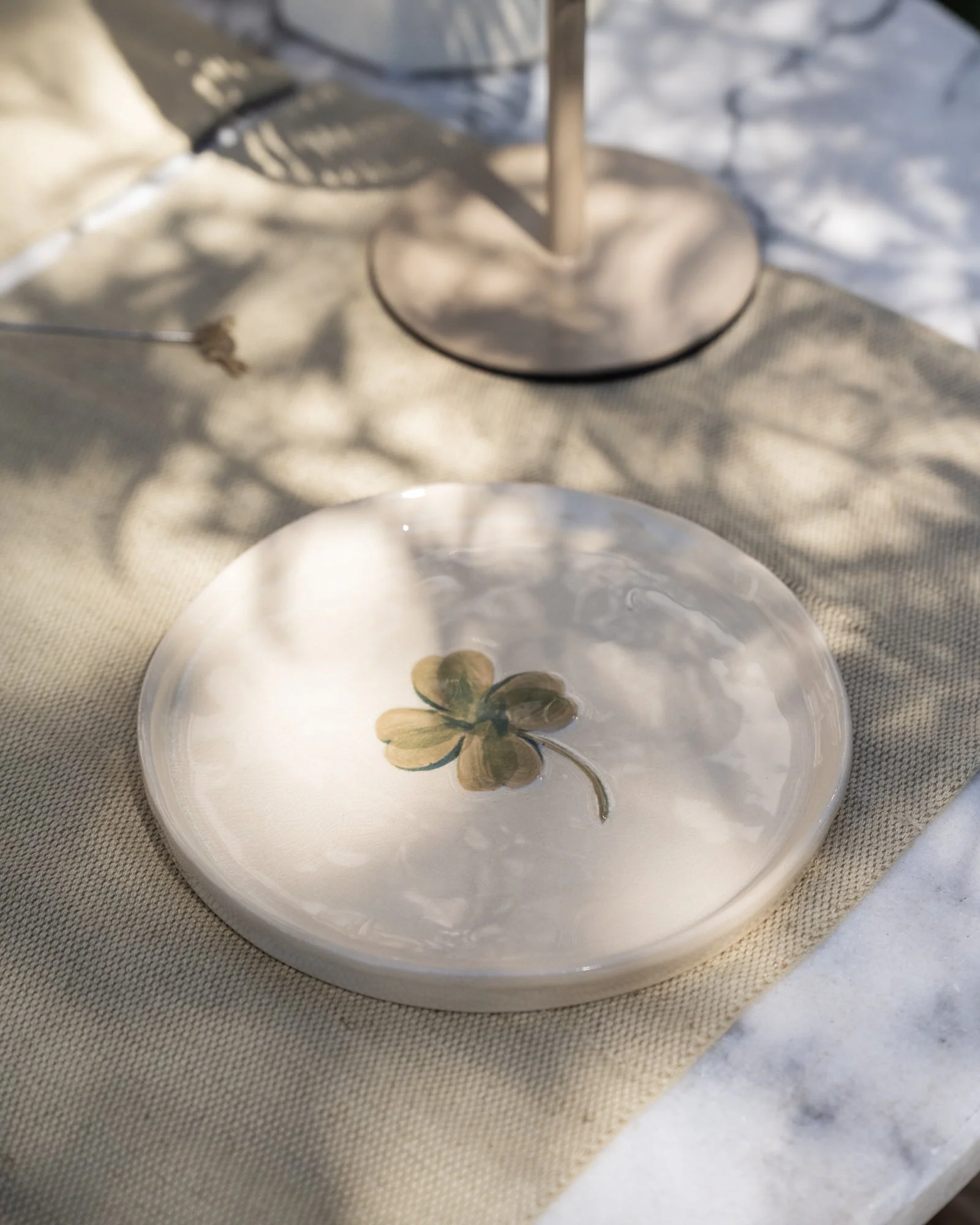 Handgemaakt Plate Lucky Clover Ceramic