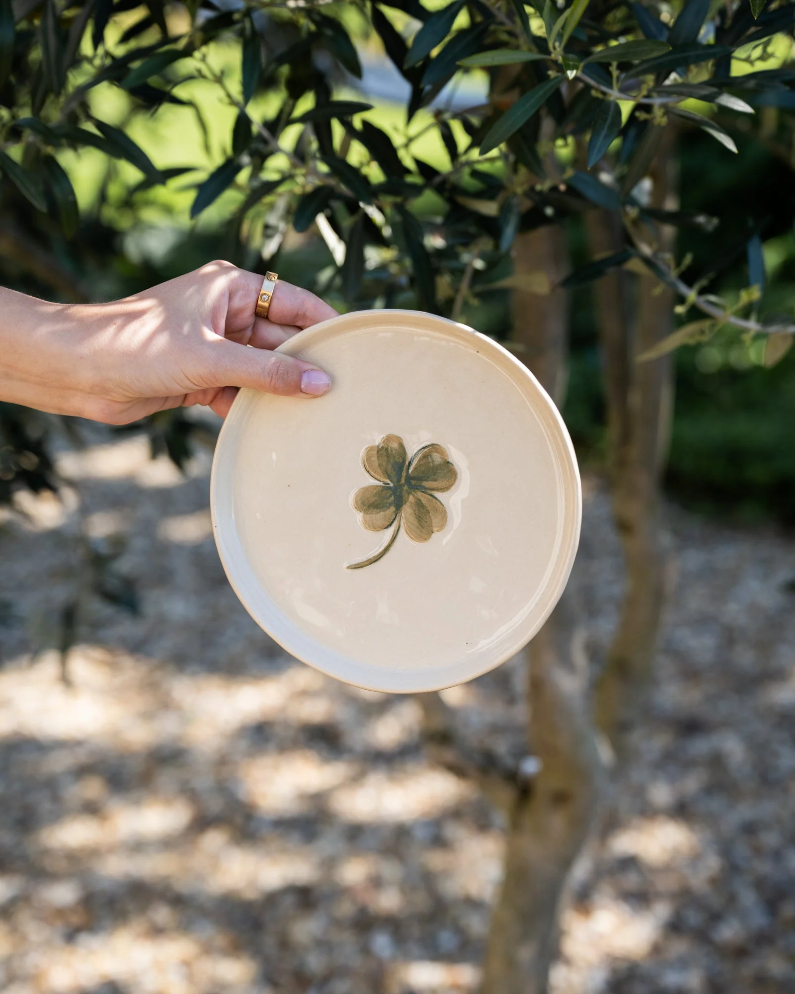 Handgemaakt Plate Lucky Clover Ceramic - Image 2
