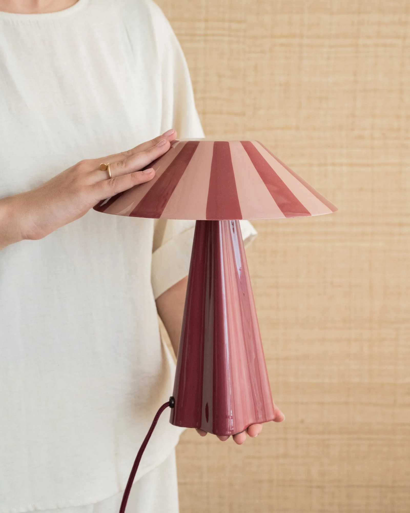 Table Lamp Striped Pink