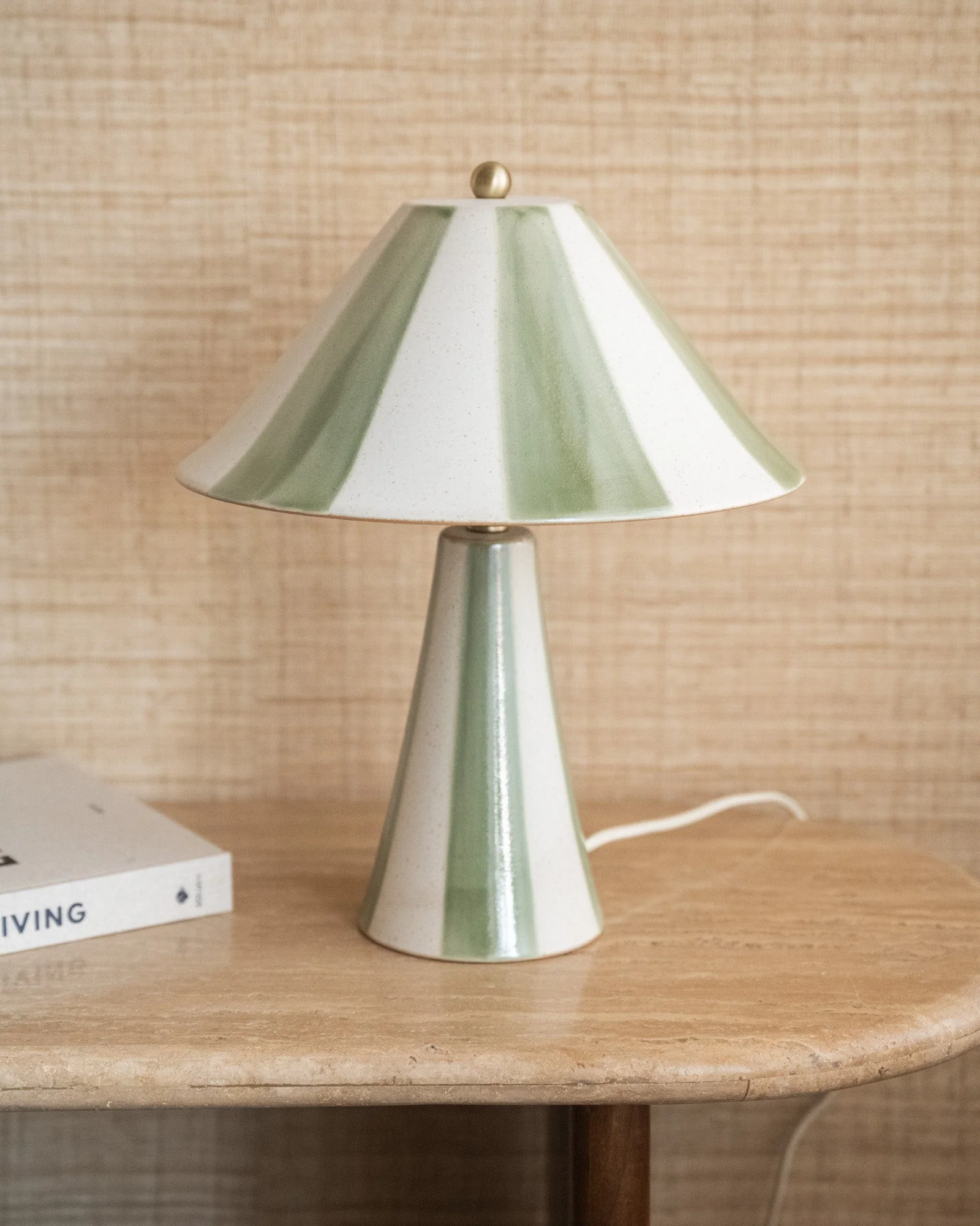 Table Lamp Lino Ceramic Stripes Green - Image 4