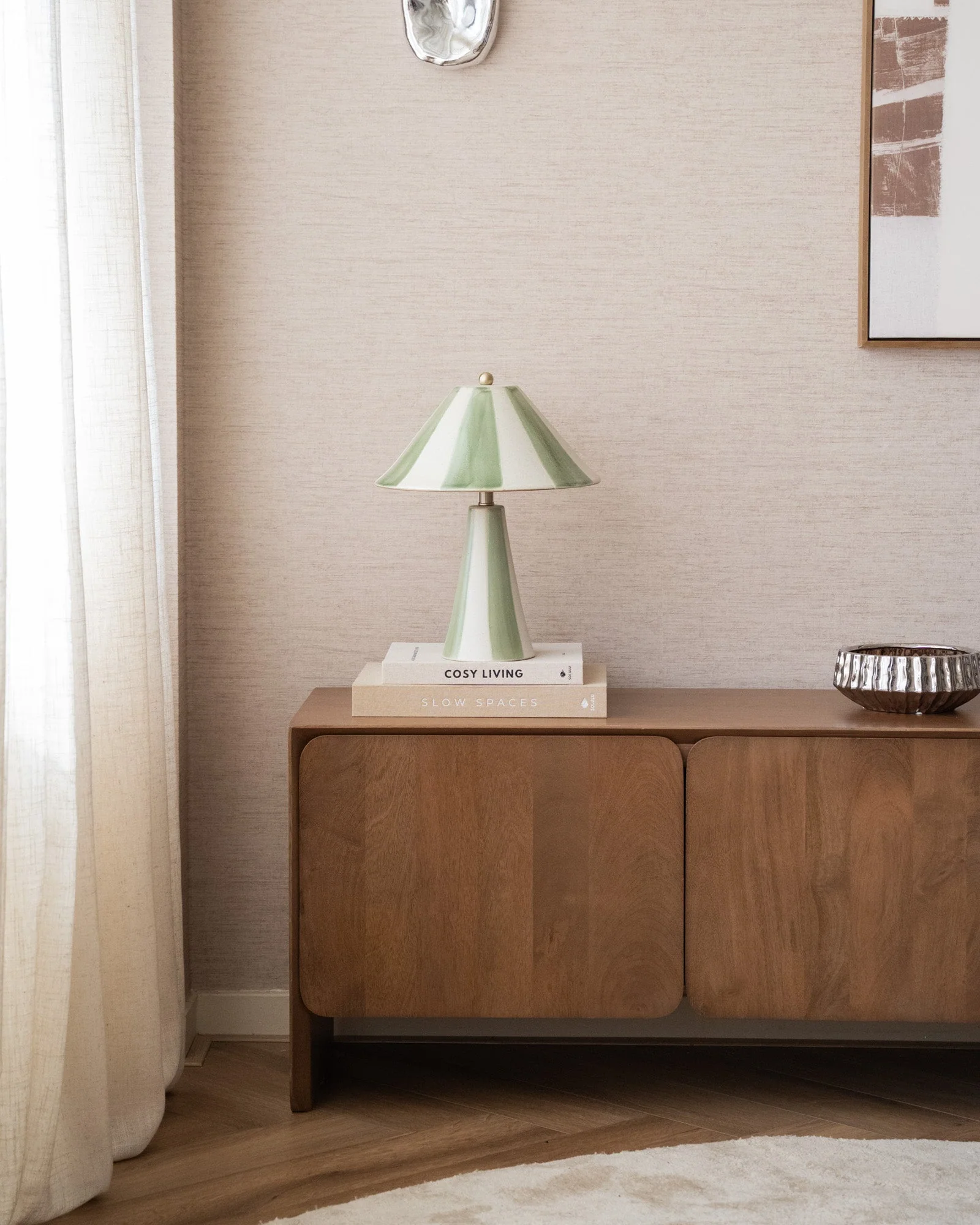 Table Lamp Lino Ceramic Stripes Green - Image 7