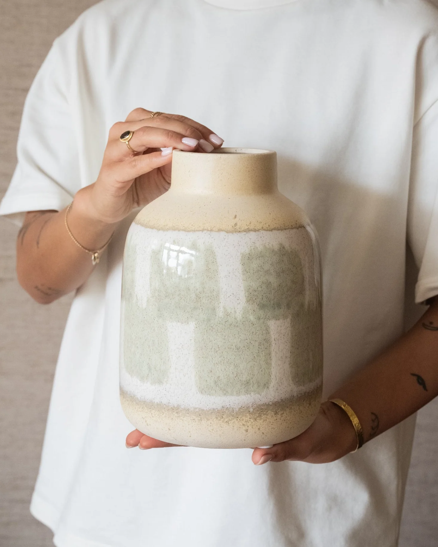 Deco Vaas Mara Stoneware Beige - Image 4