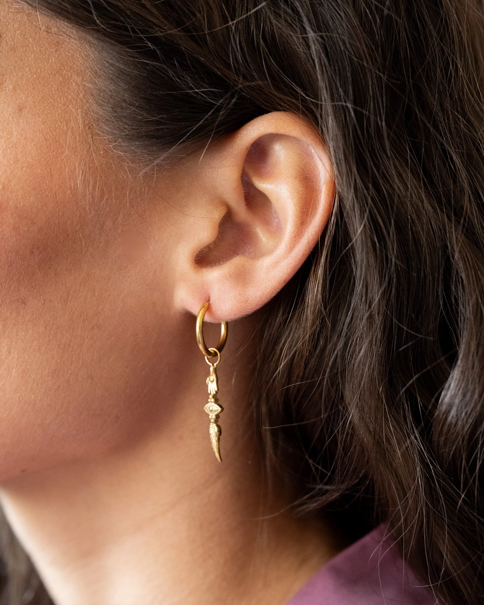 Set van 2 Oorbellen Eyecatcher Hoop Goud