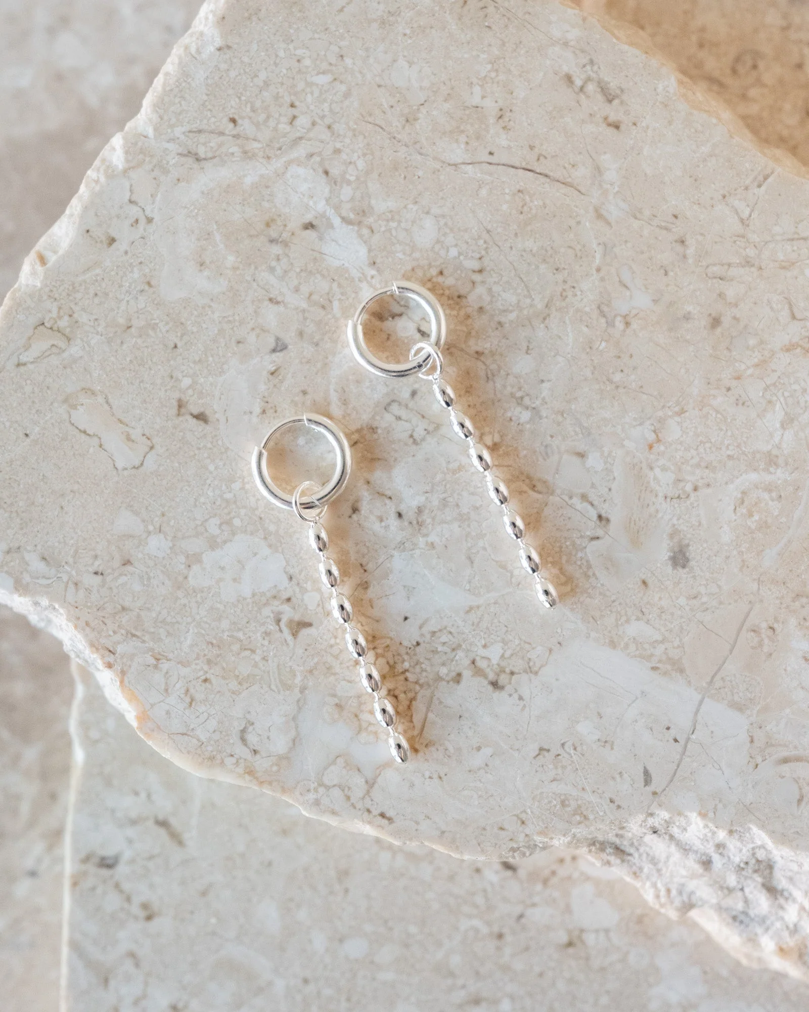 Set of 2 Hoops Bones Silver