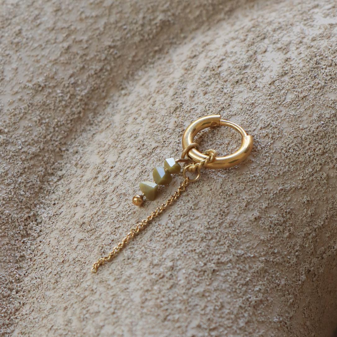 Set of 2 Hoops Chain Olive Gold