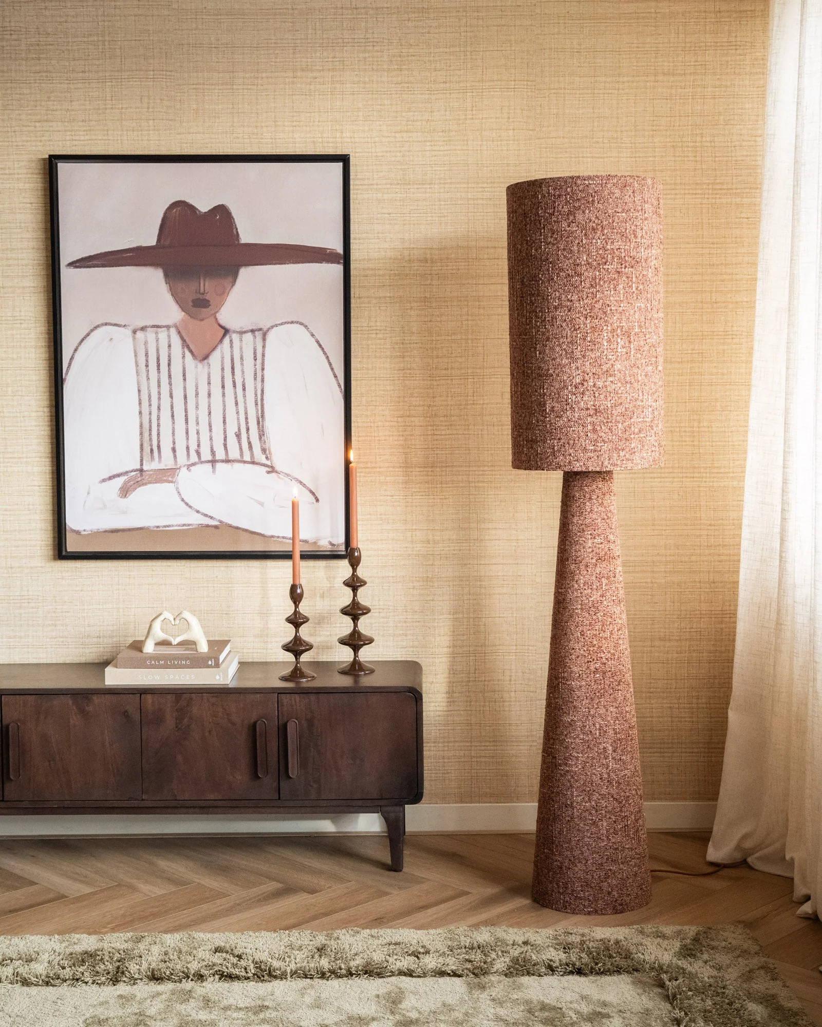 Large Floor Lamp Kaye Burgundy