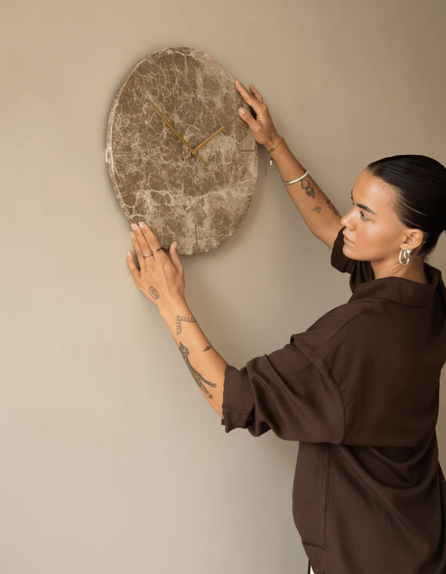 Large Wall Clock Moreno Marble Brown - Image 3