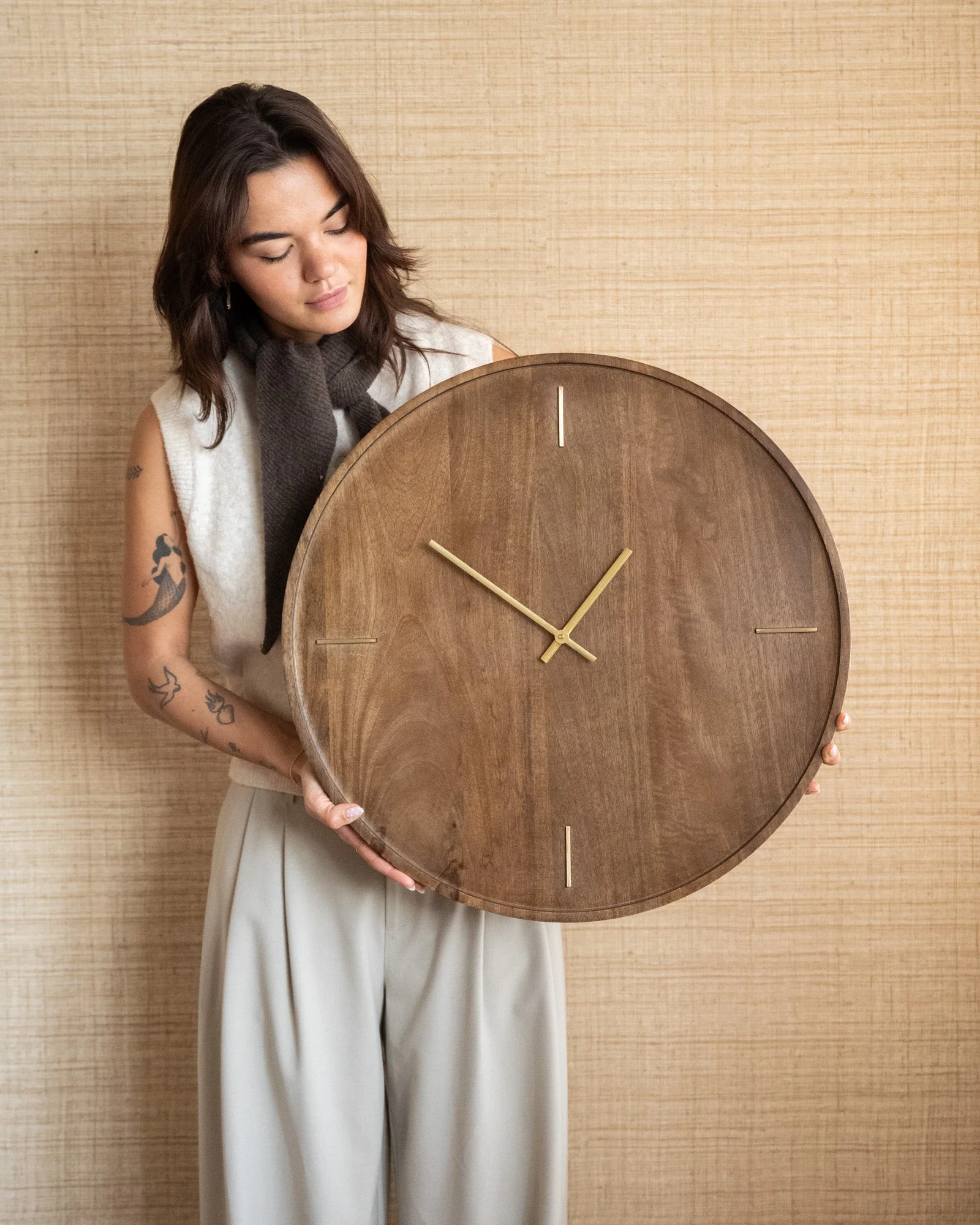 X-Large Wall Clock Veti Wood Mango