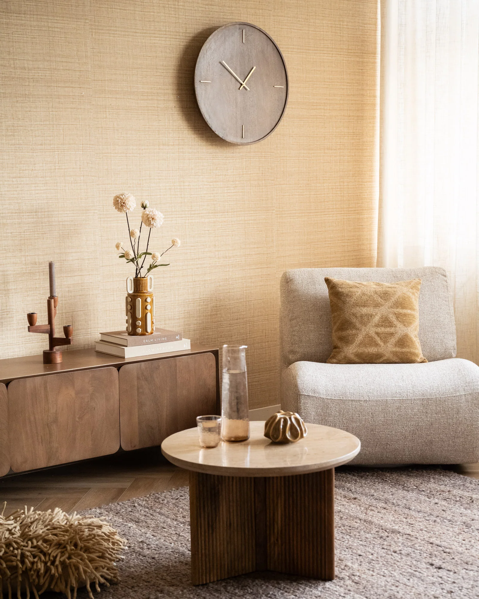 X-Large Wall Clock Veti Wood Mango - Image 7