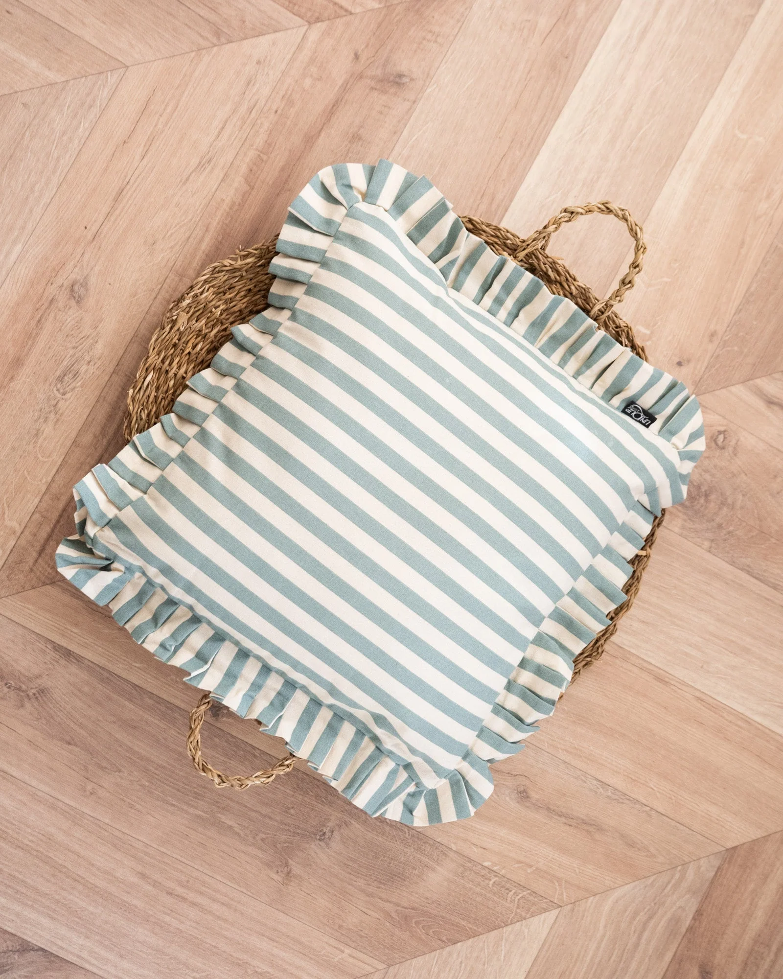 Cushion Ruth Ruffle Striped Blue - Image 5