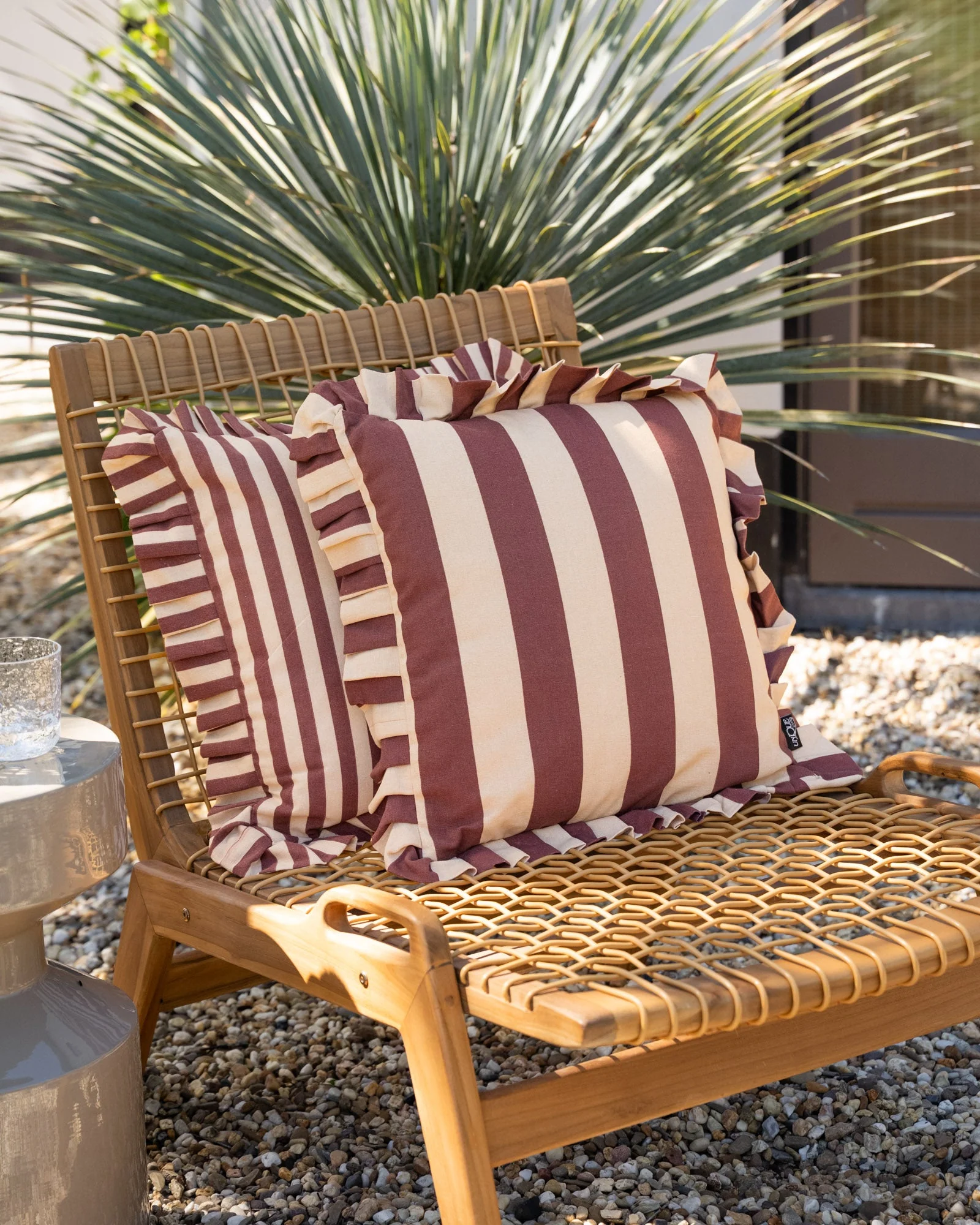 Cushion Sepp Ruffle Striped Pink
