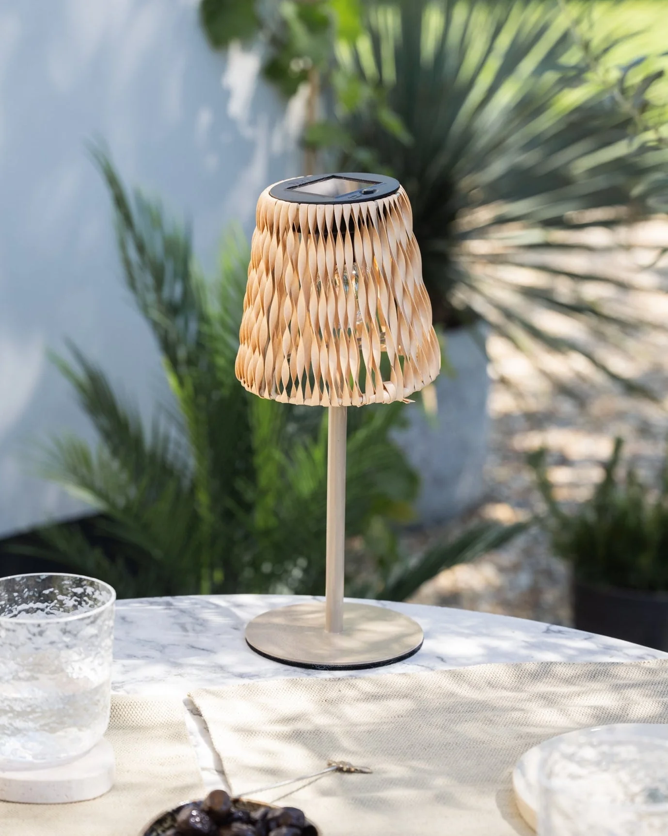Solar Table Lamp Rattan Light Brown - Image 4
