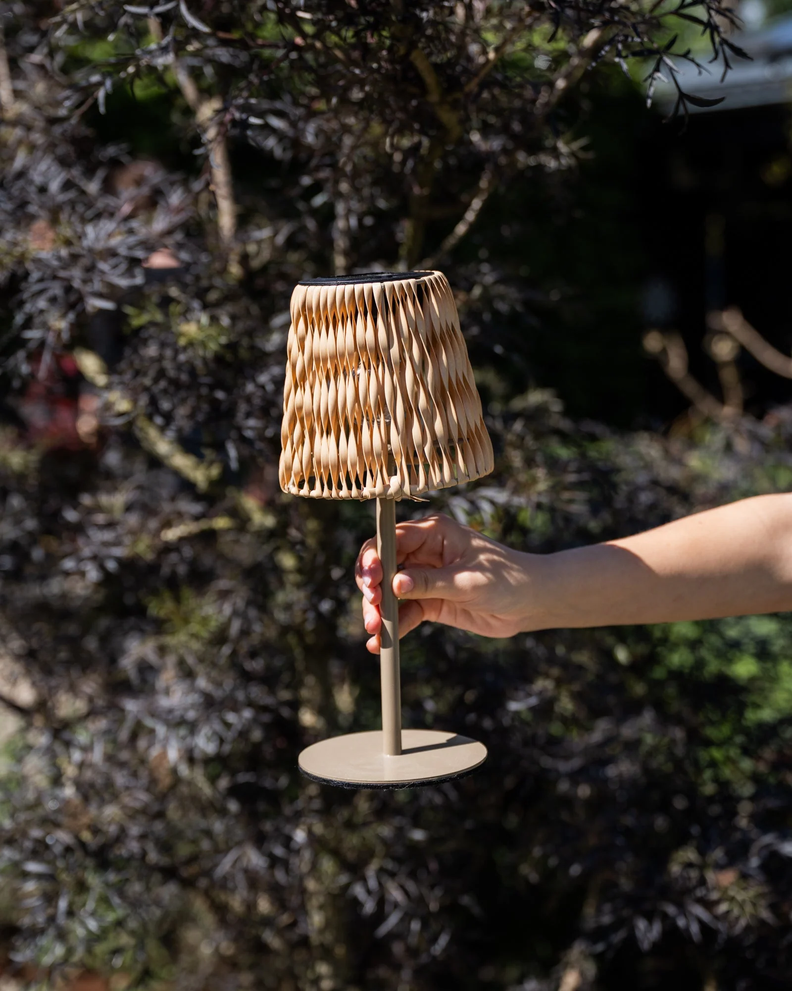 Solar Table Lamp Rattan Light Brown - Image 5