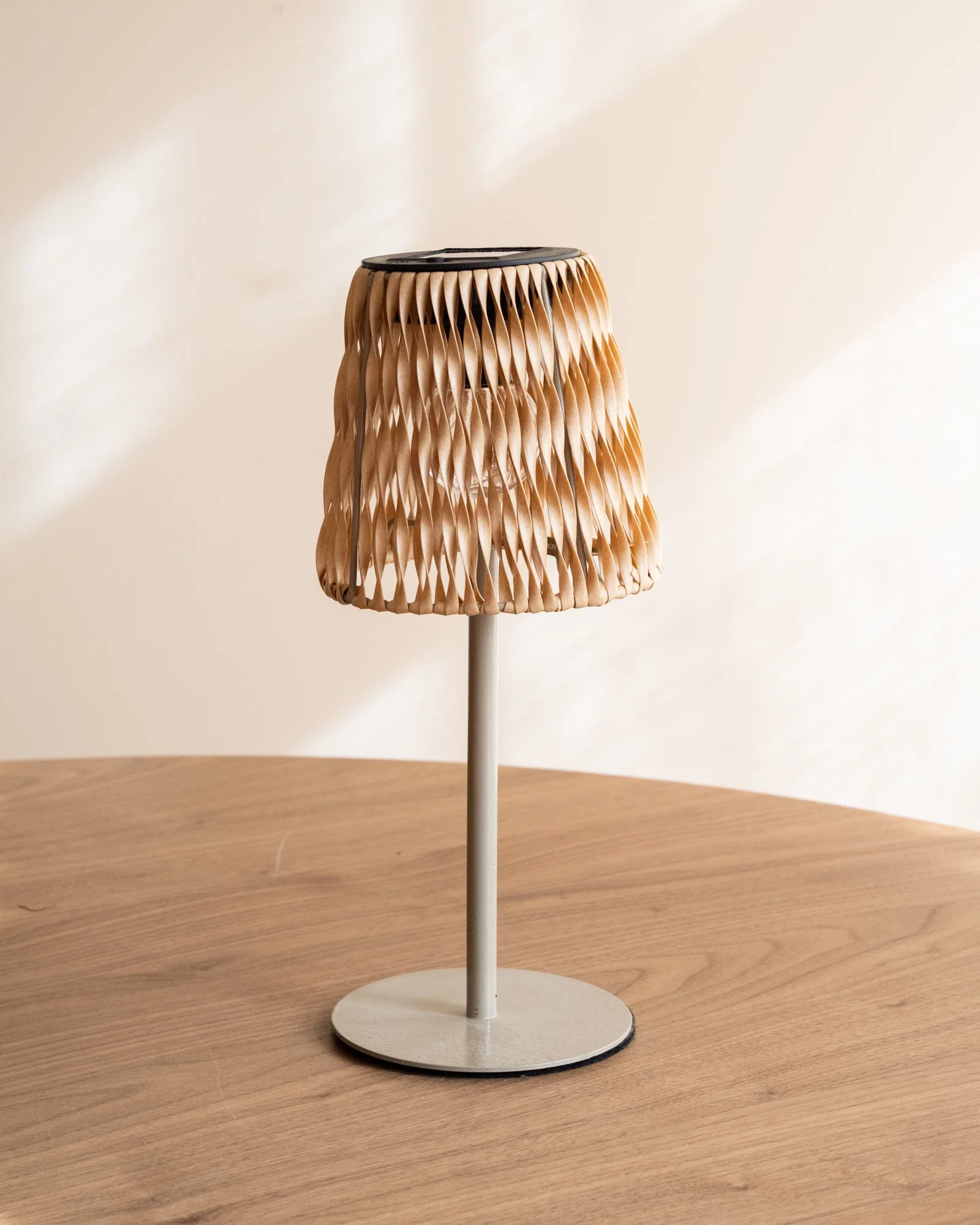 Solar Table Lamp Rattan Light Brown - Image 7
