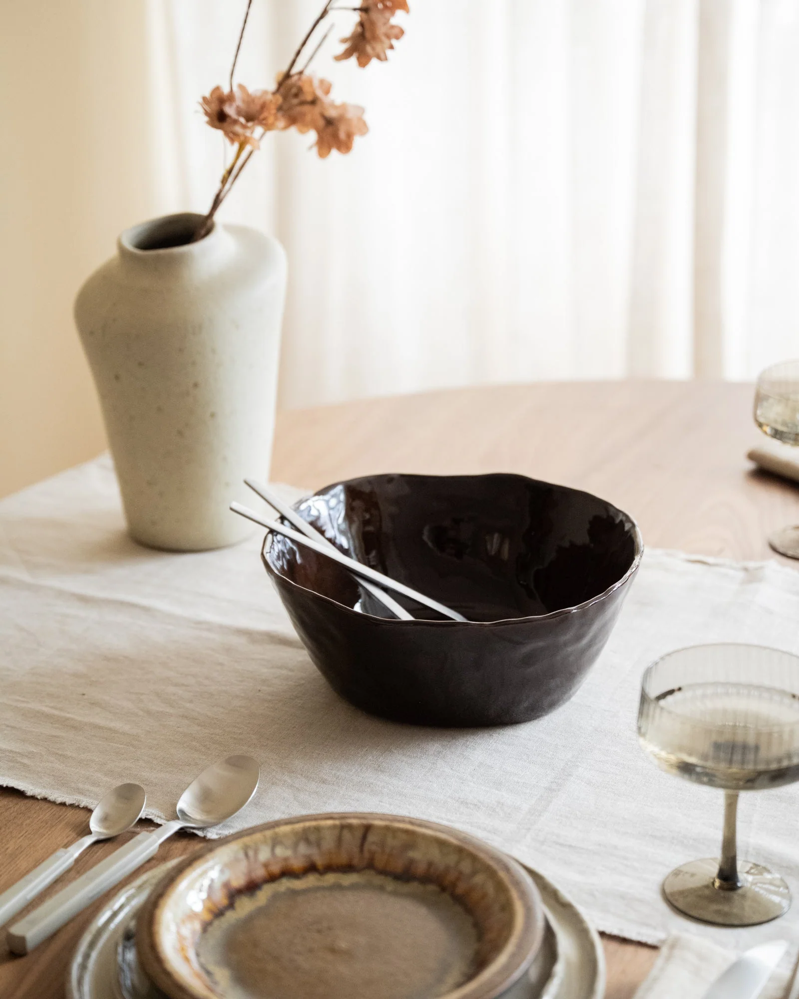 Handmade Salad Bowl Serpa Brown