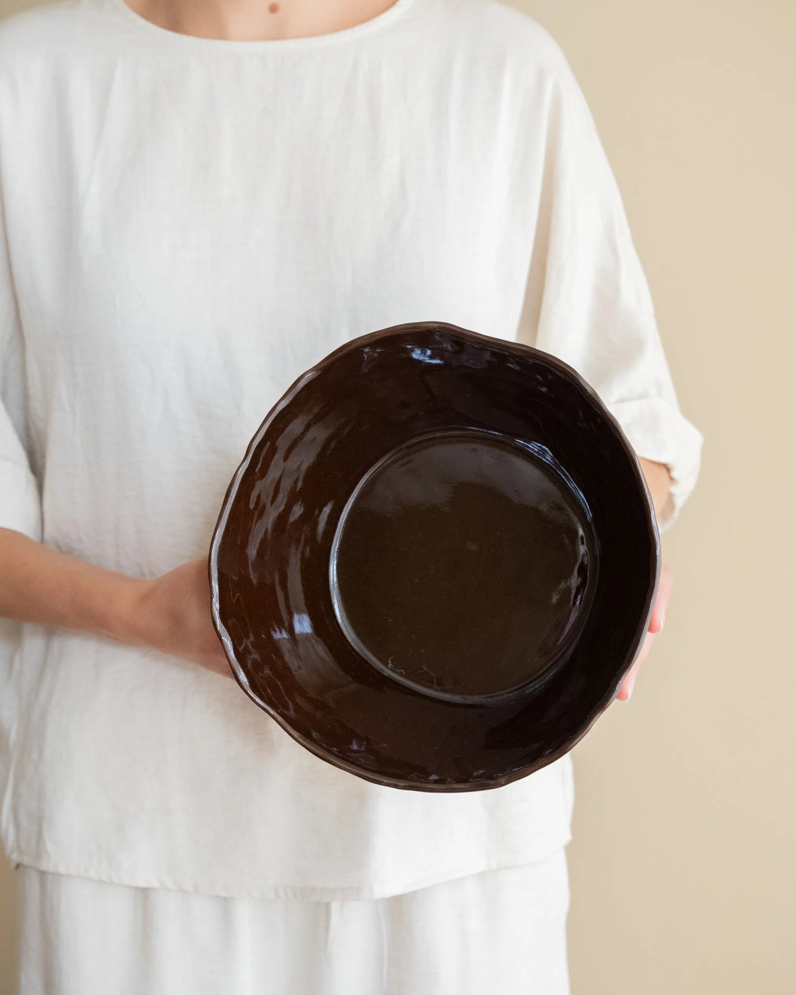 Handmade Salad Bowl Serpa Brown - Image 2