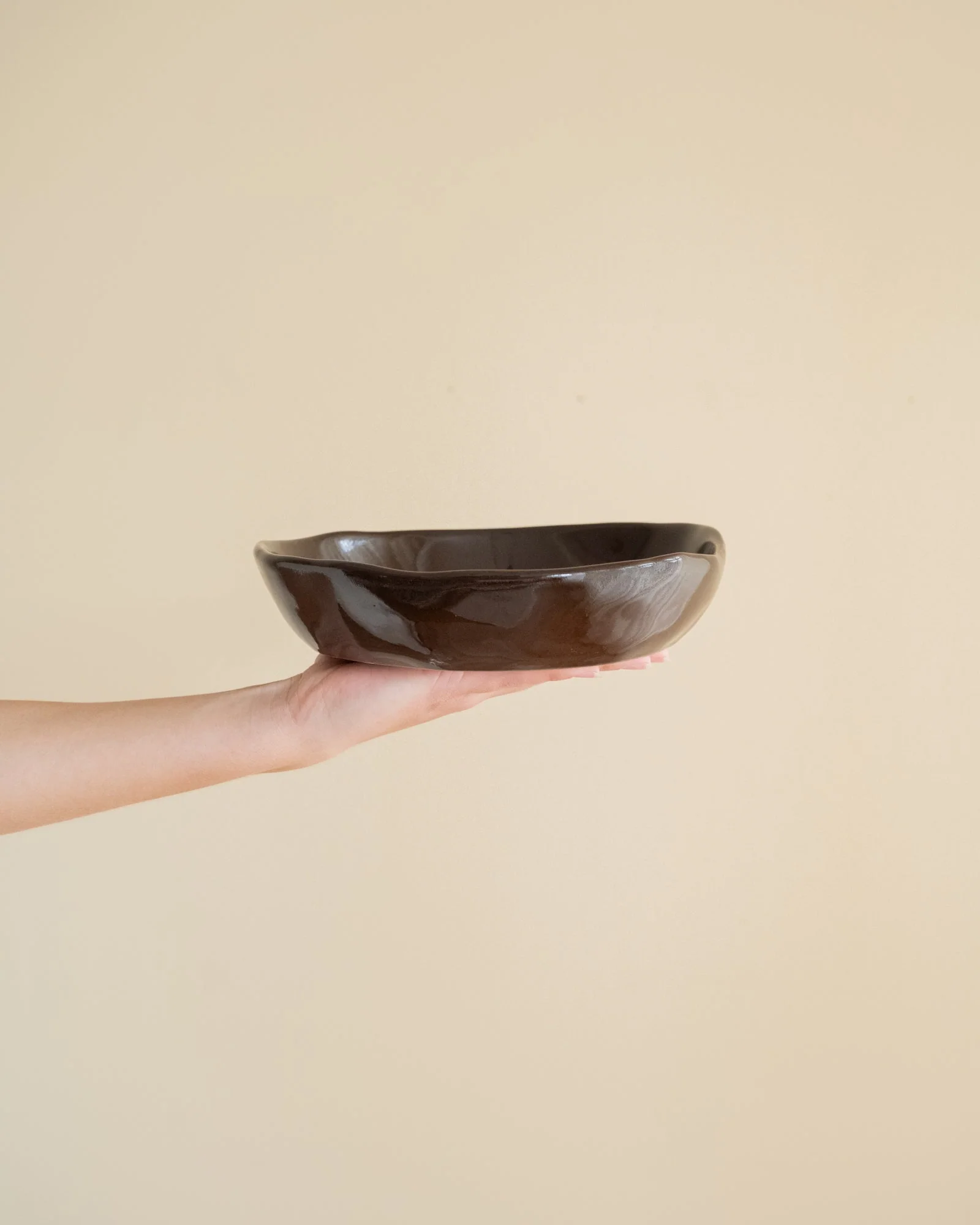 Handmade Deep Dinner Plate Serpa Brown - Image 3