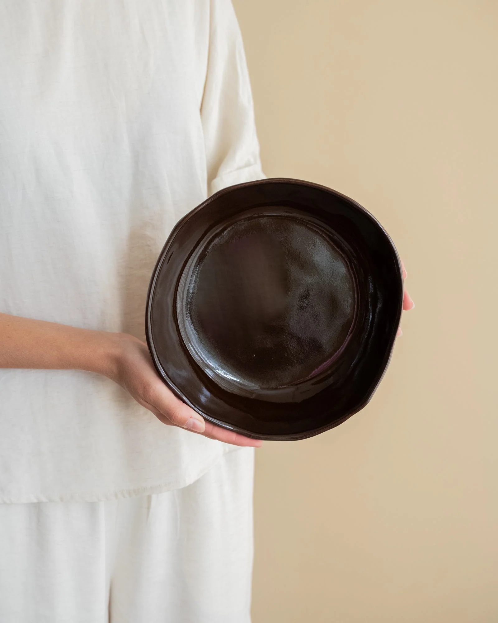 Handmade Deep Dinner Plate Serpa Brown - Image 4