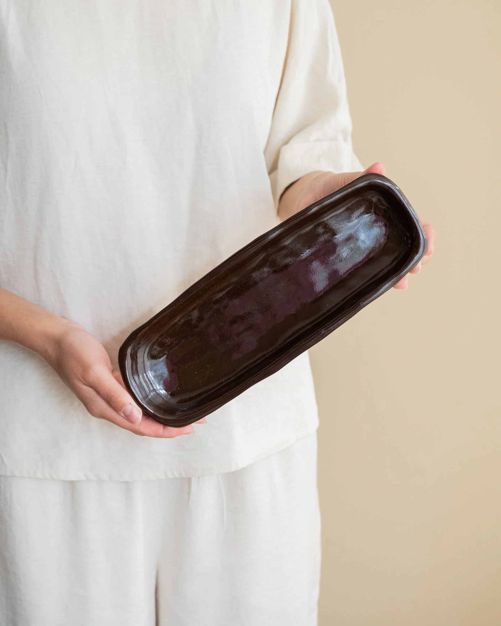 Handmade Serving Tray Serpa Brown - Image 3