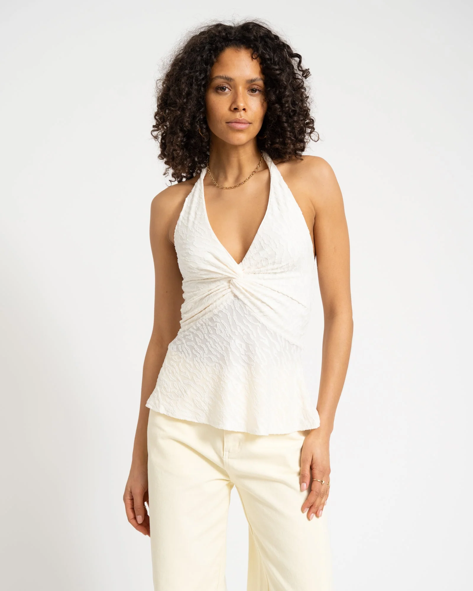 Soof Zebra Halter Top Ecru - Image 3