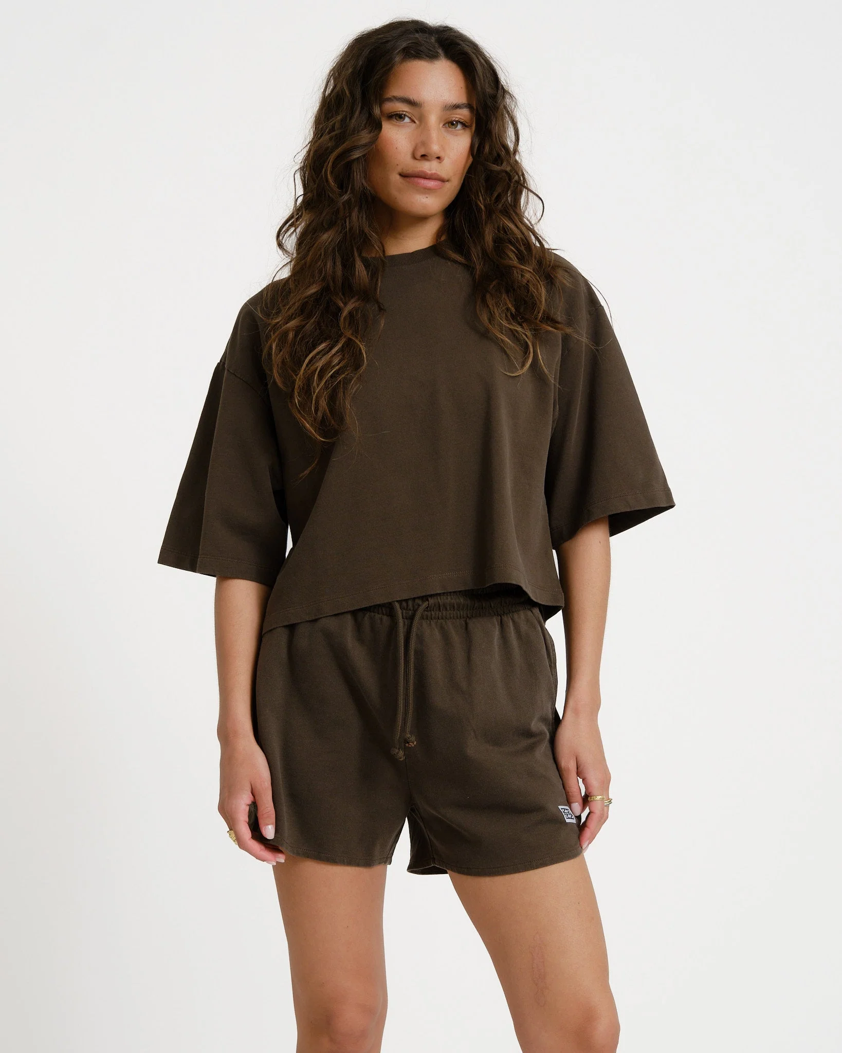 Alani Boxy Cropped Top Chocolate Brown - Image 3