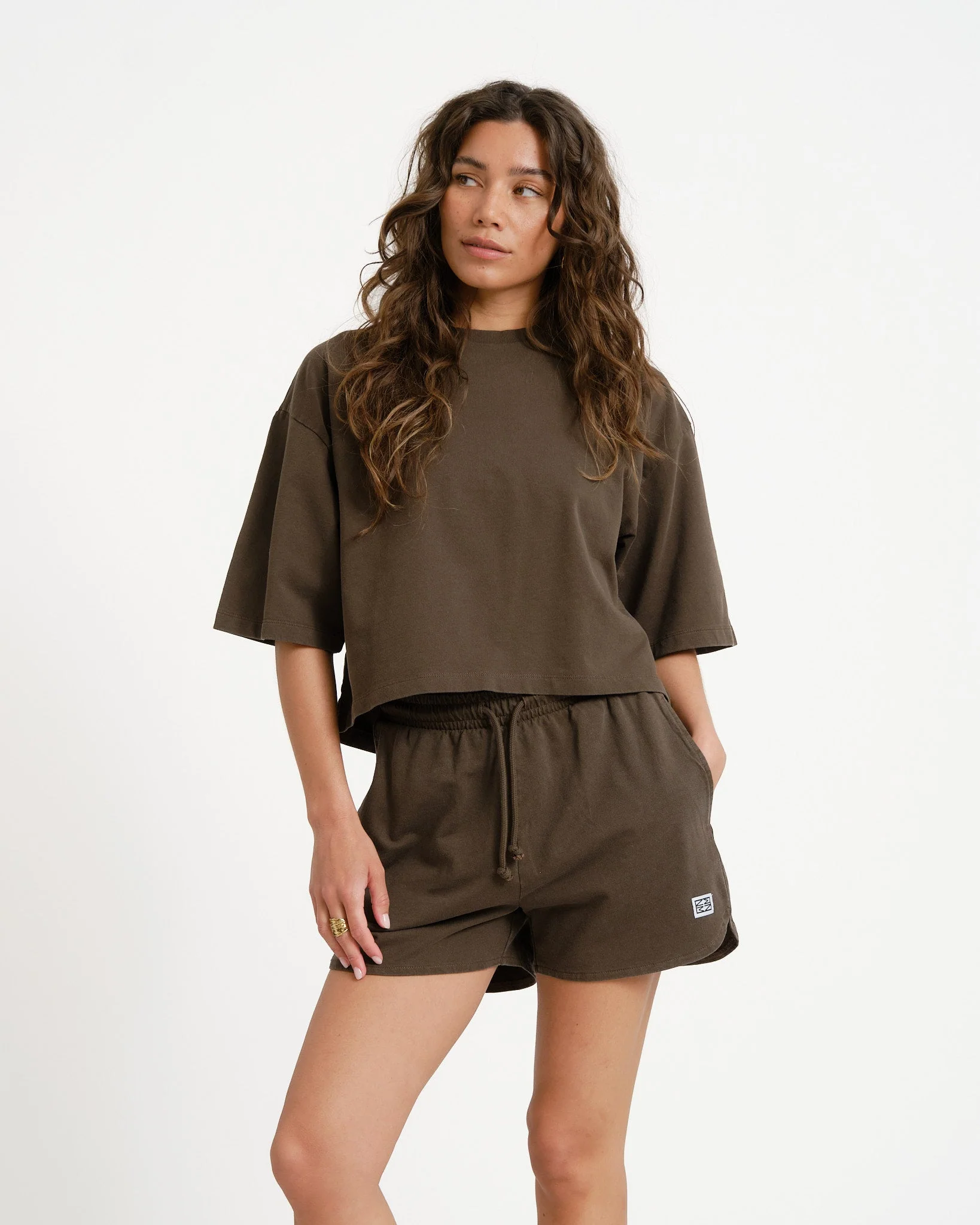 Alani Boxy Cropped Top Chocolate Brown