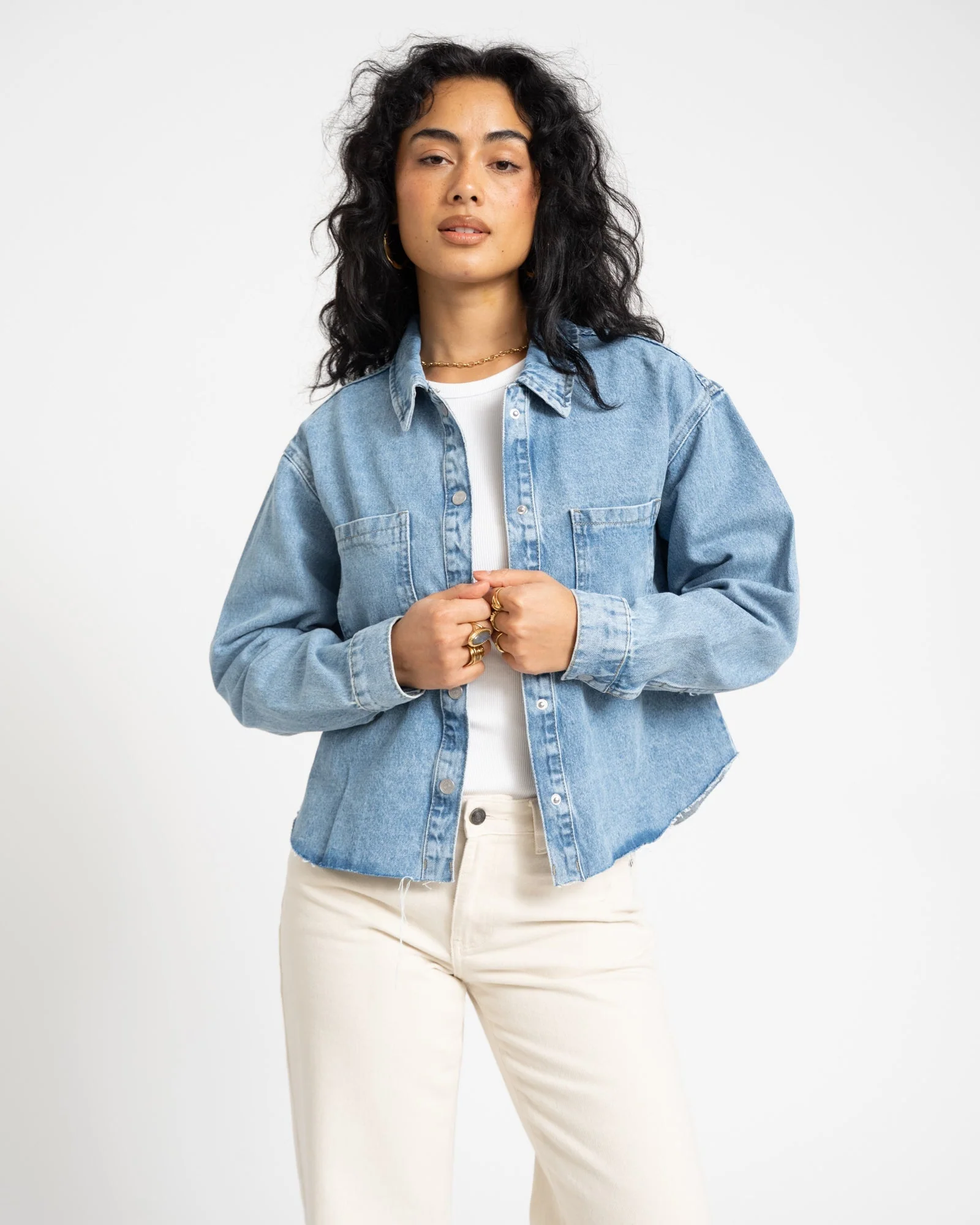Alva Denim Shacket Light Blue