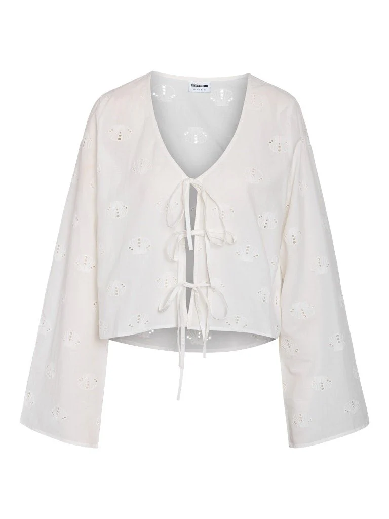 Ashley Tie V-Neck Shirt Sea Shells - Image 8