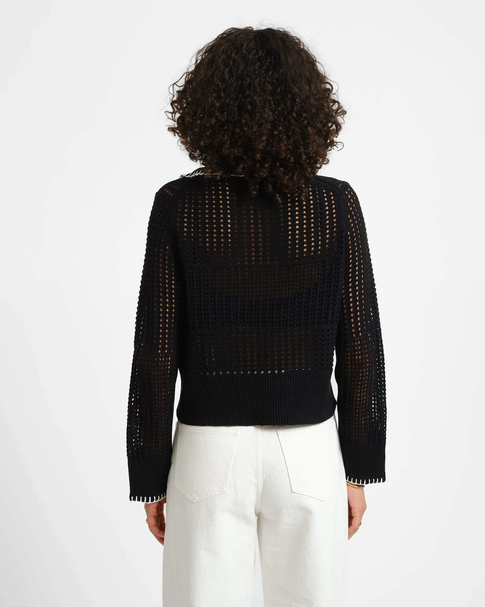 Caitlyn Polo Contrast Knit Black - Image 5