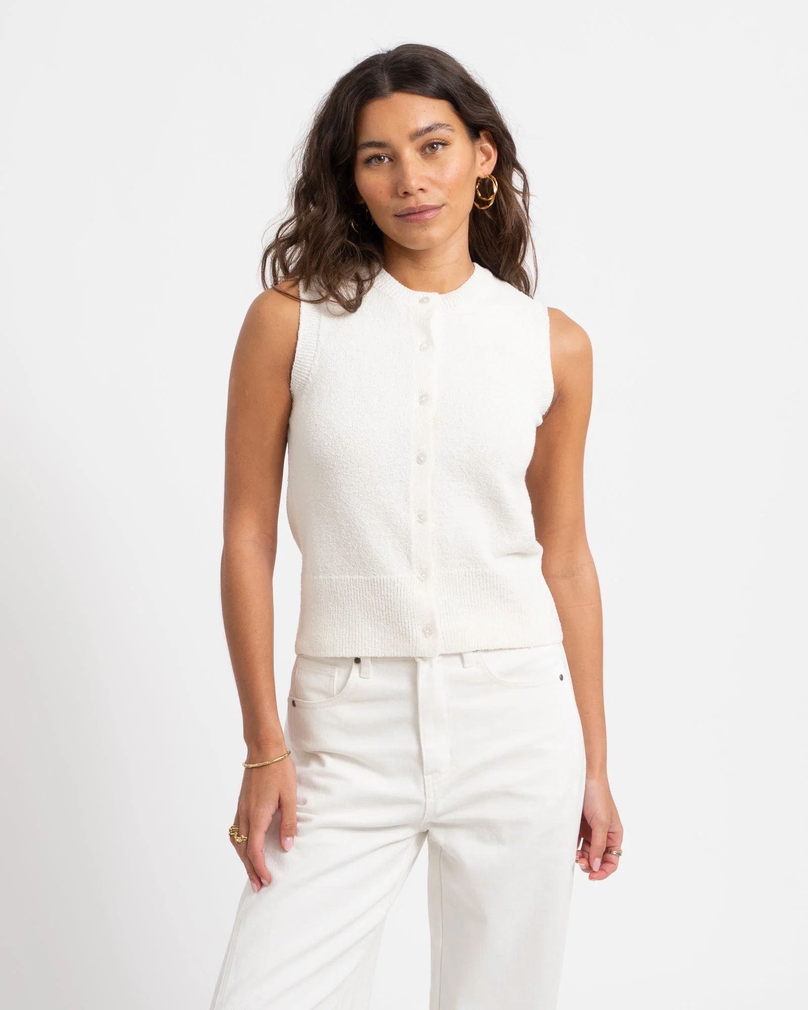 Carmen O-Neck Knit Cardigan Birch - Image 3