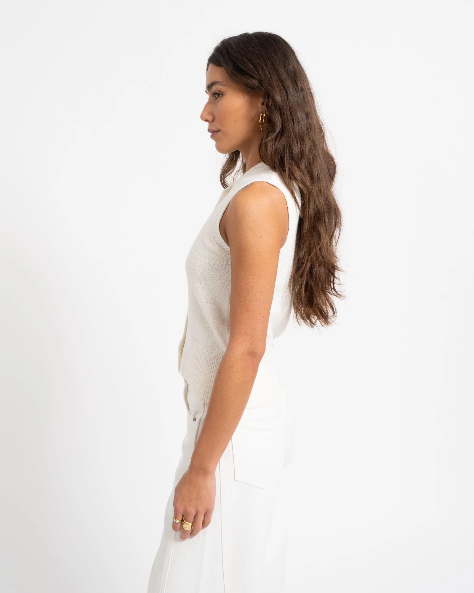 Carmen O-Neck Knit Cardigan Birch - Image 4