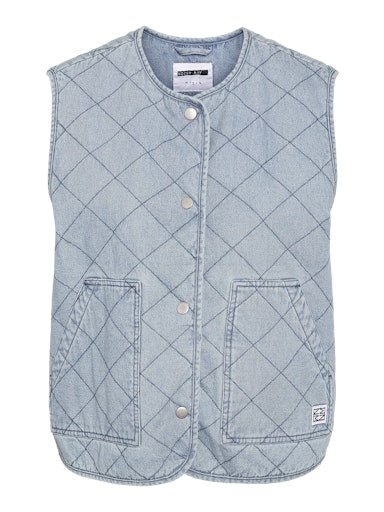 Cleo Quilted Denim Vest Light Blue Denim - Image 8