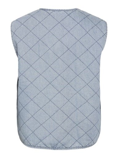 Cleo Quilted Denim Vest Light Blue Denim - Image 9