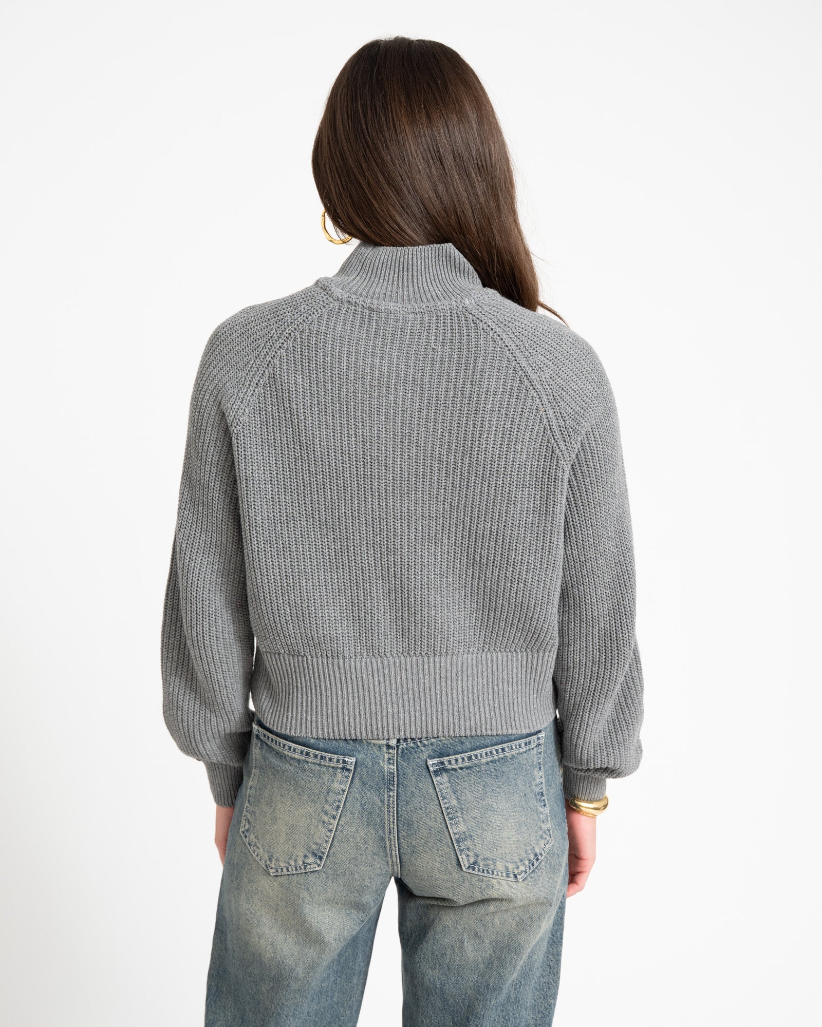 Dara High Neck Knit Medium Grey Melange - Image 4