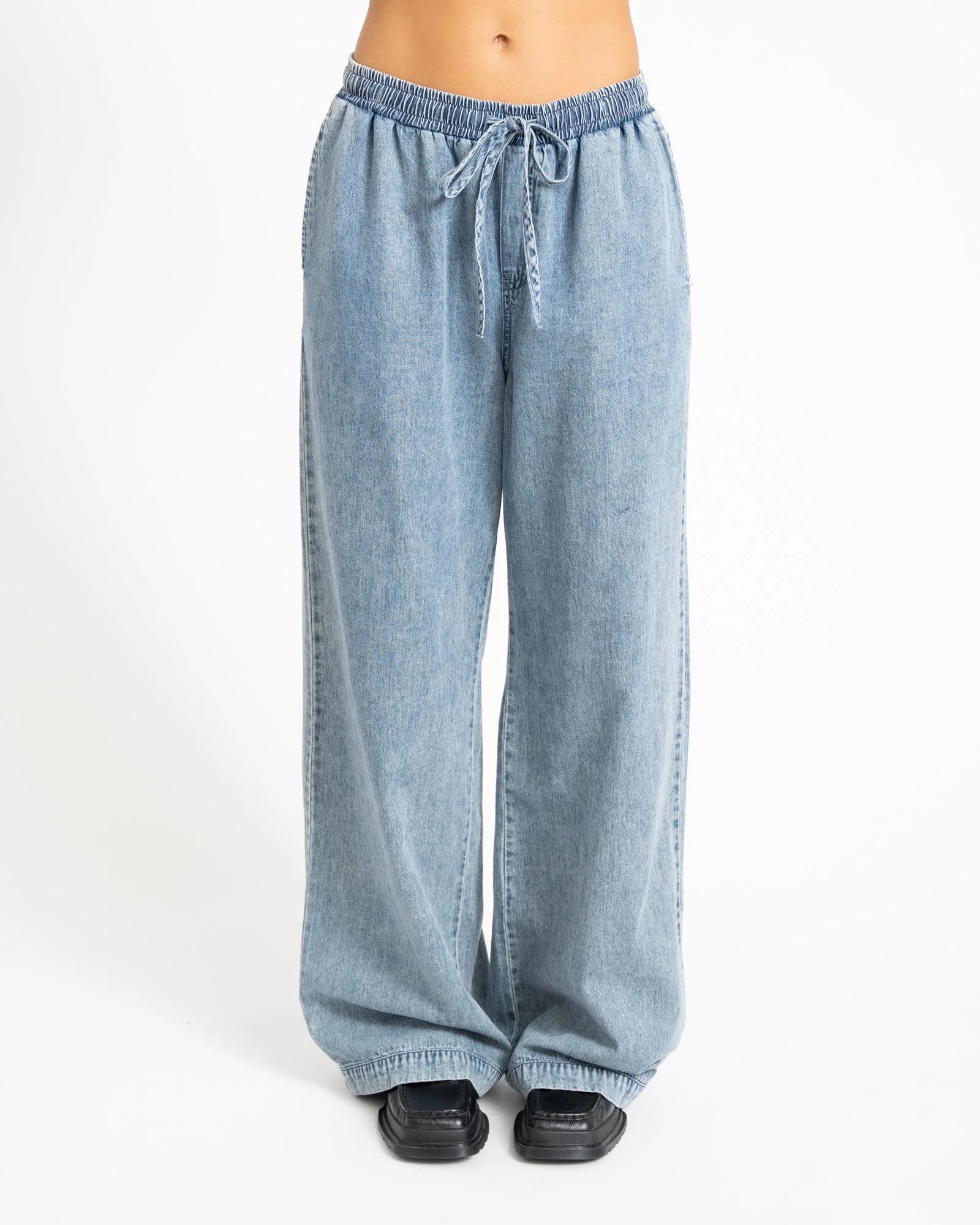 Enza Wide Pants Medium Blue Denim - Image 3