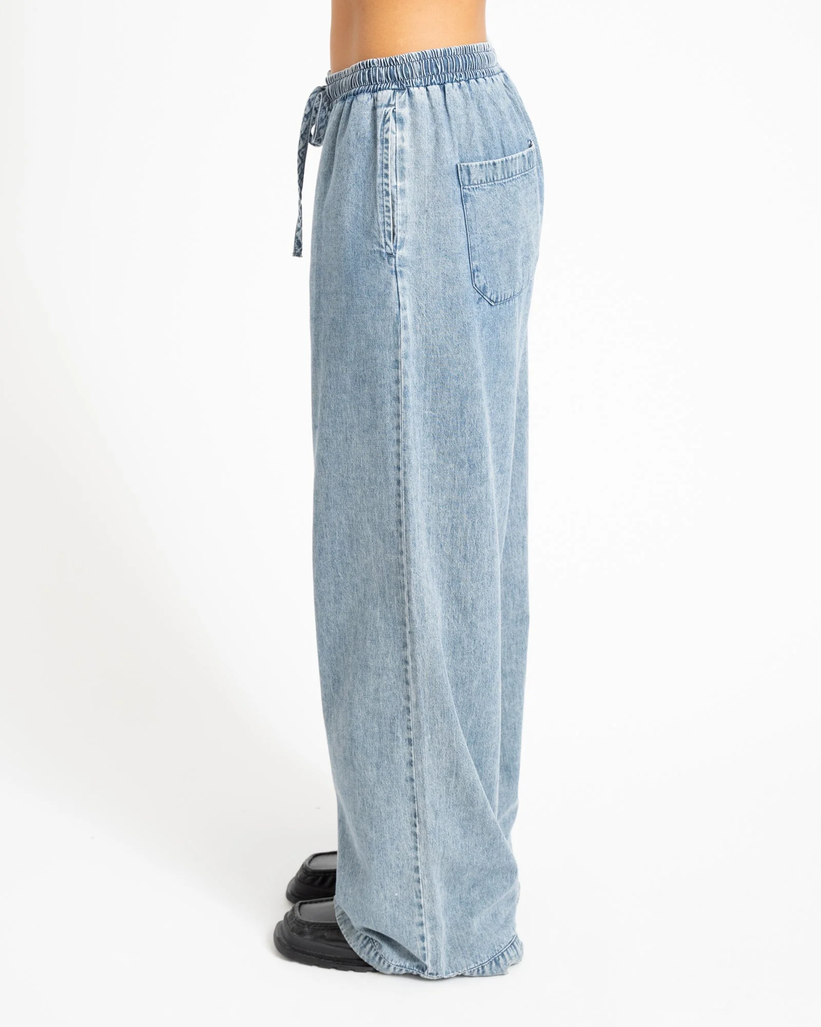 Enza Wide Pants Medium Blue Denim - Image 4