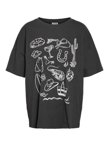 Ida O-Neck Aloha T-Shirt Black - Image 6