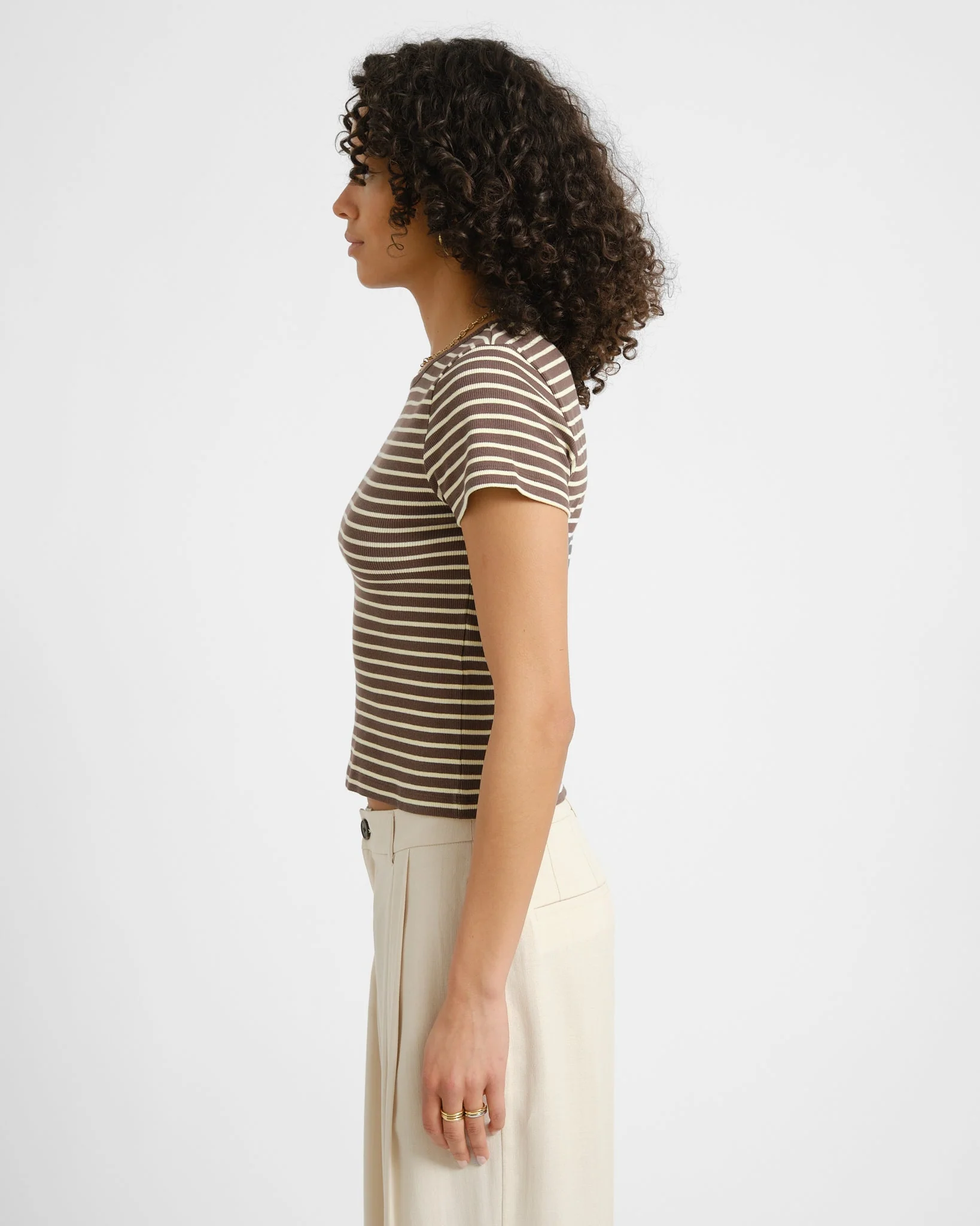 Judy Striped Baby Tee Brown/Yellow - Image 3