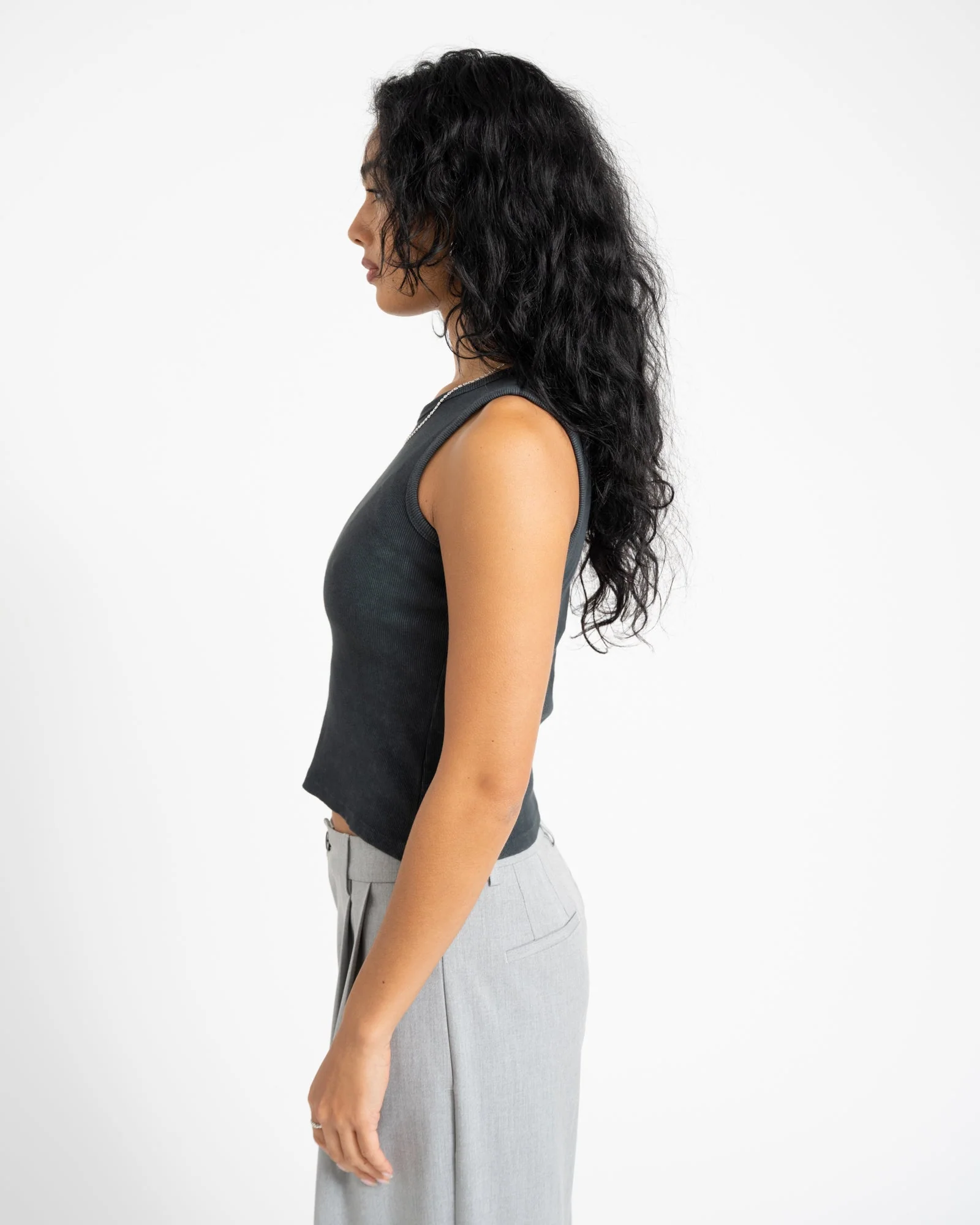 Maya Washed Tank Top Black - Image 3