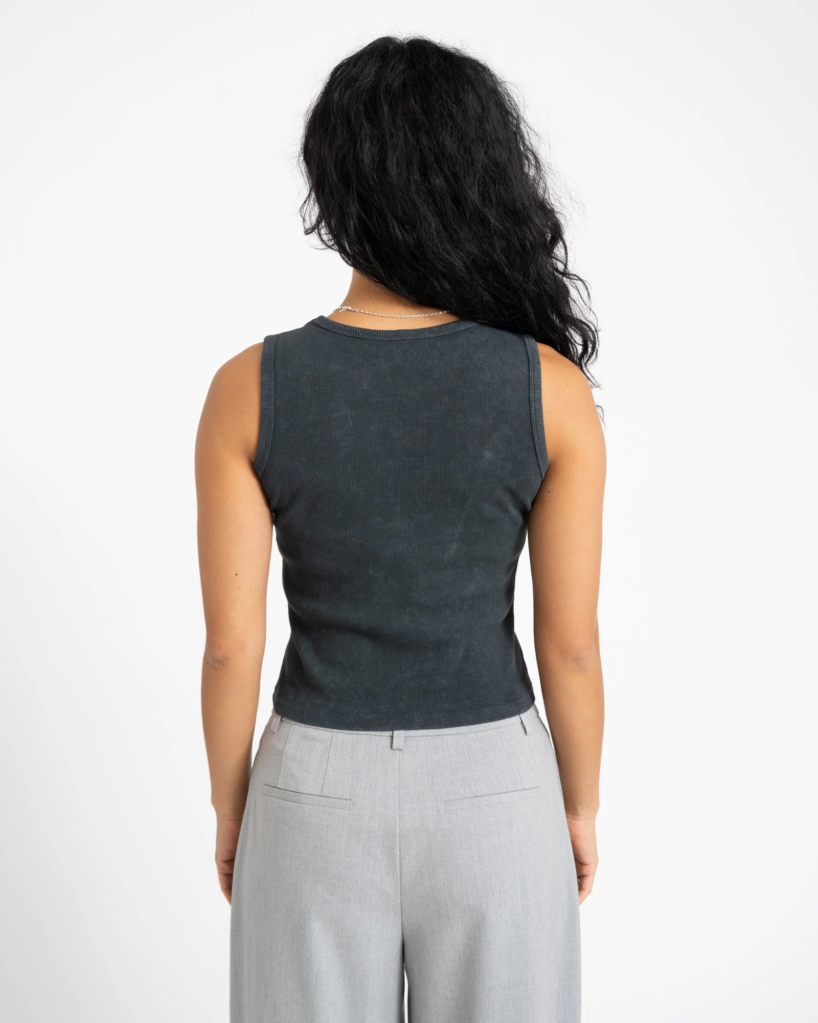 Maya Washed Tank Top Black - Image 4