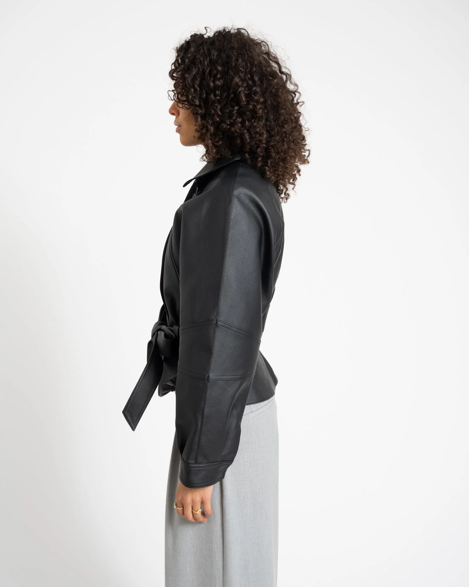 PAULA WAISTED PU JACKET Black - Image 4