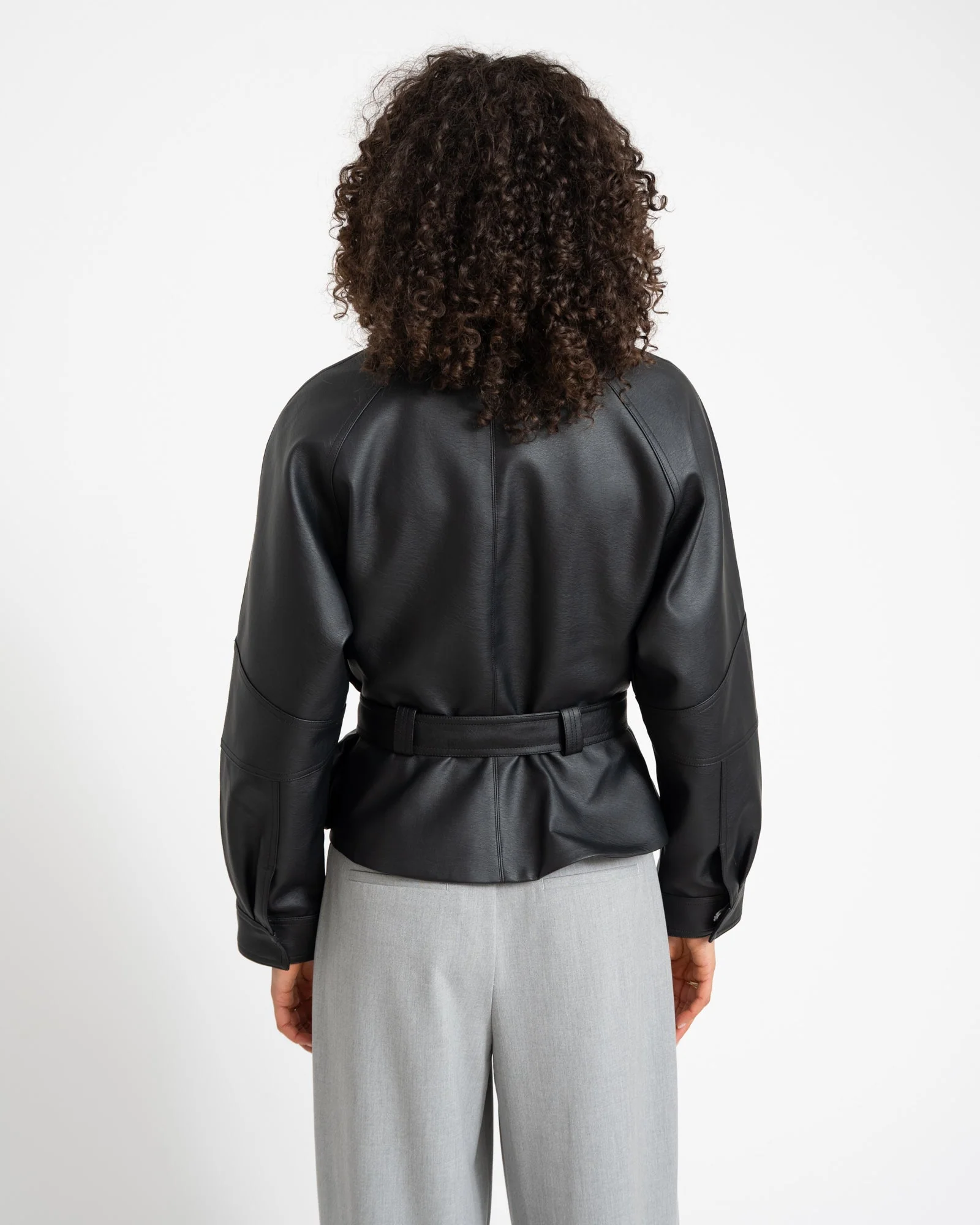 PAULA WAISTED PU JACKET Black - Image 5
