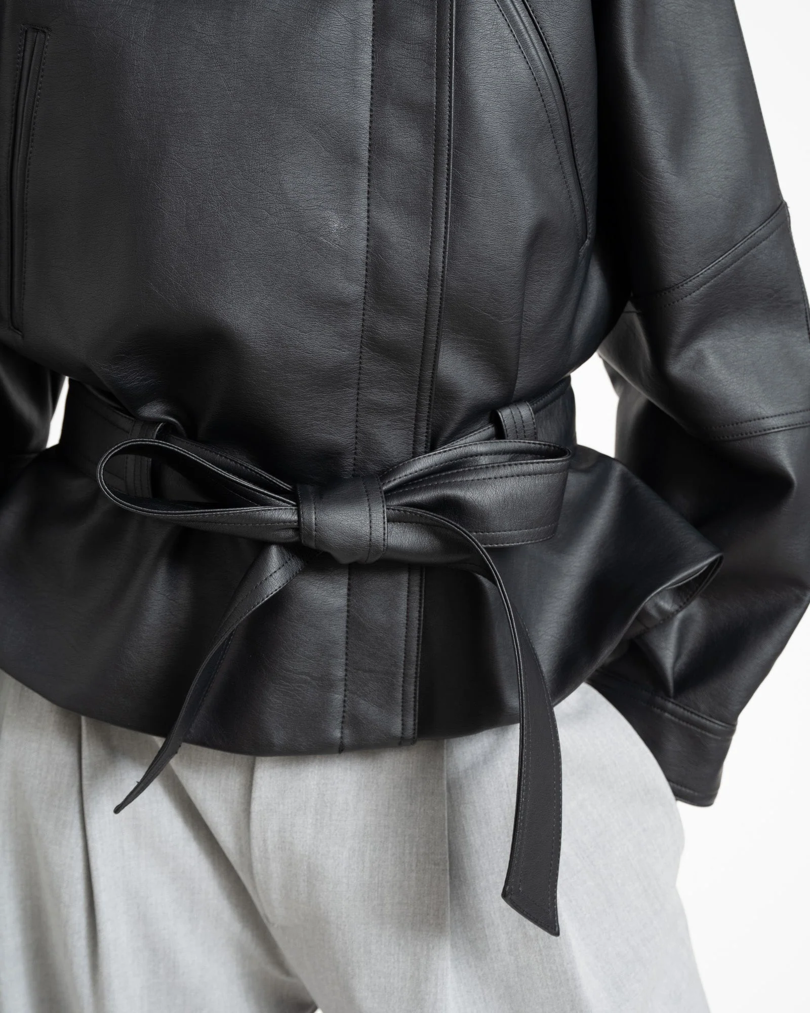 PAULA WAISTED PU JACKET Black - Image 7